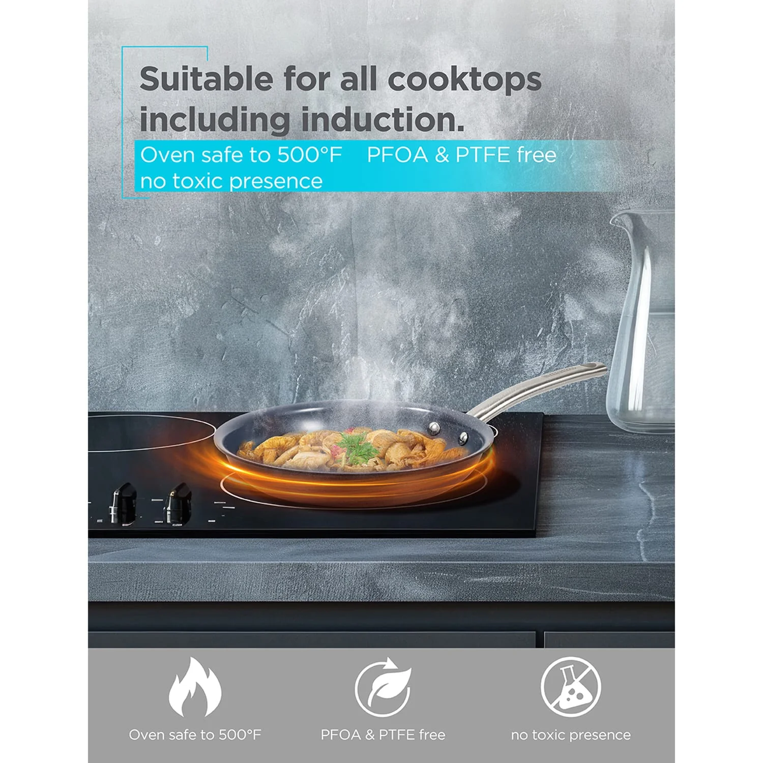 Black+Decker 3-Piece Ceramic and Aluminum Skillet Set, Gray - Image 5