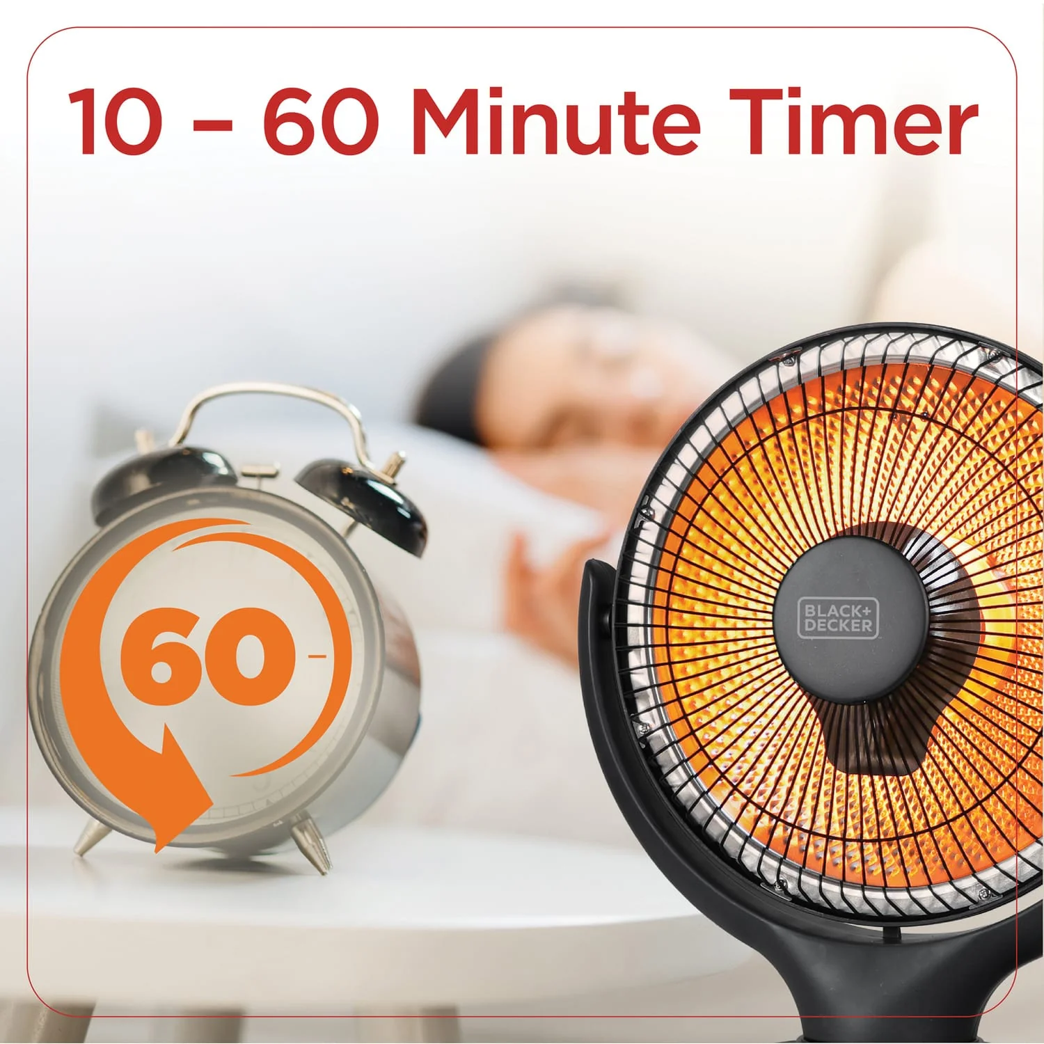 Black+Decker BHRO608 800-Watt-Max 14-In. Oscillating Radiant Dish Ceramic Heater - Image 5