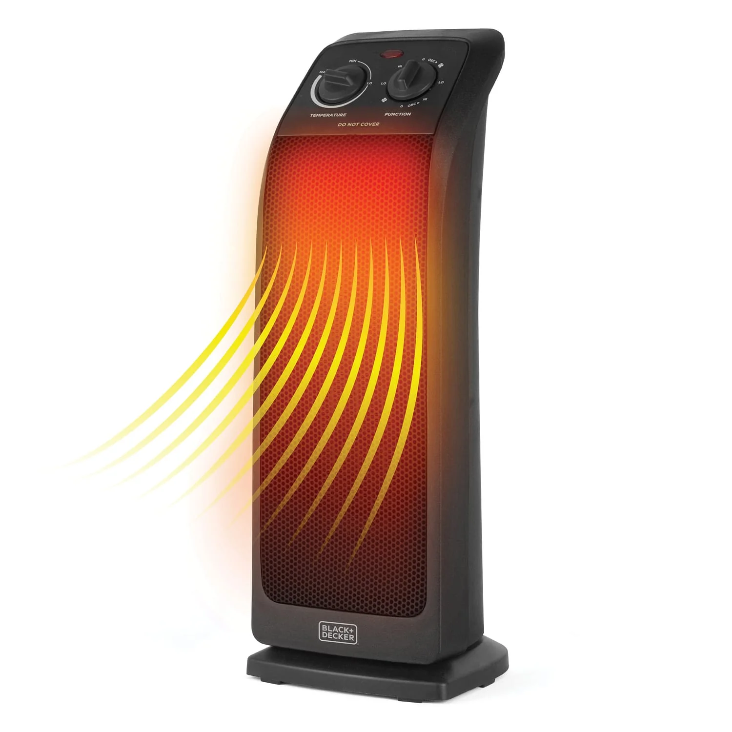 Black+Decker Oscillating Ceramic Tower Heater and Fan, 1500/1000/Fan Only, 5120 BTUs, 75° Oscillation, Thermostat, Safety Features, 70.8-In. Cord - Image 3