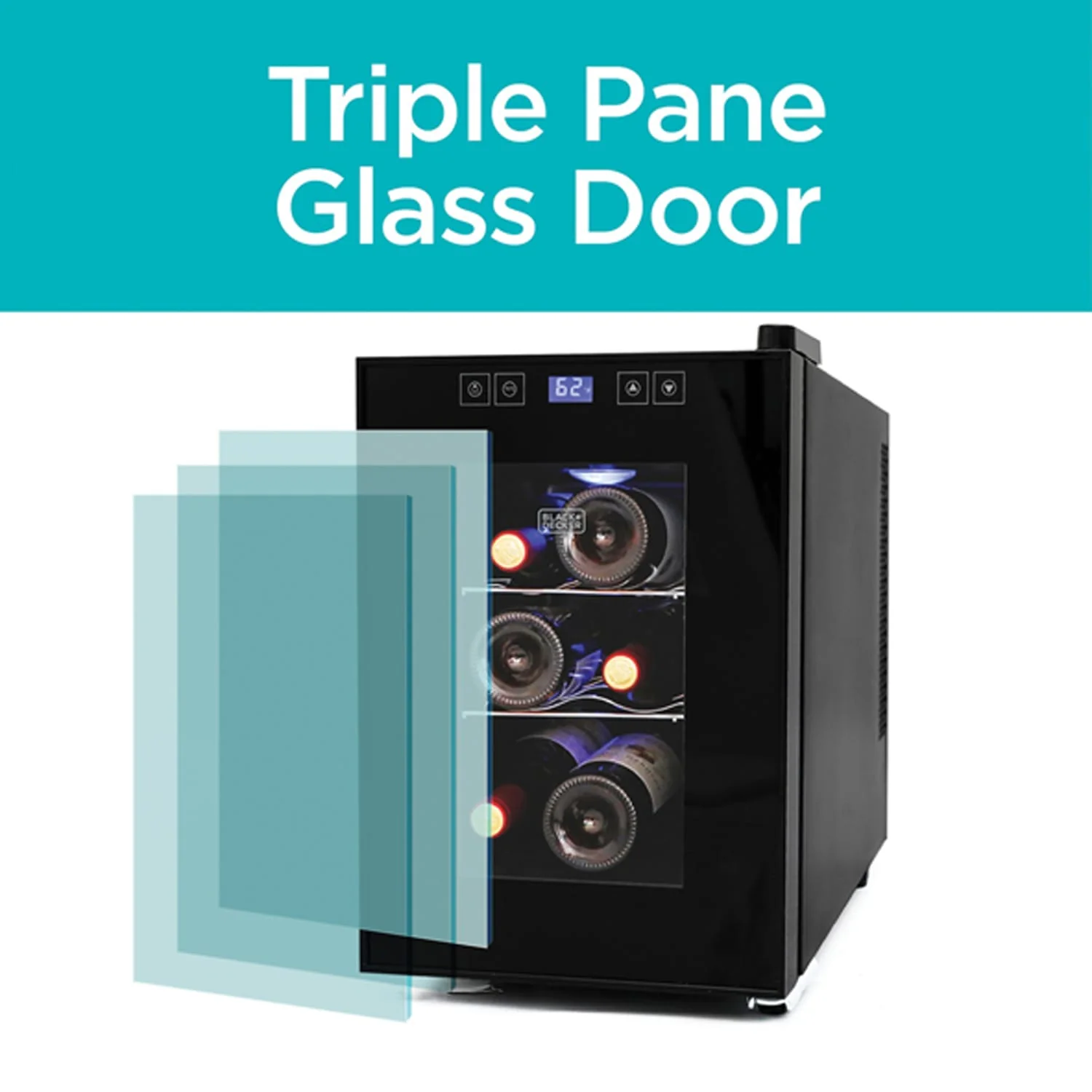 Black+Decker Wine Cellar with LED Display, 6 Bottle - Image 4
