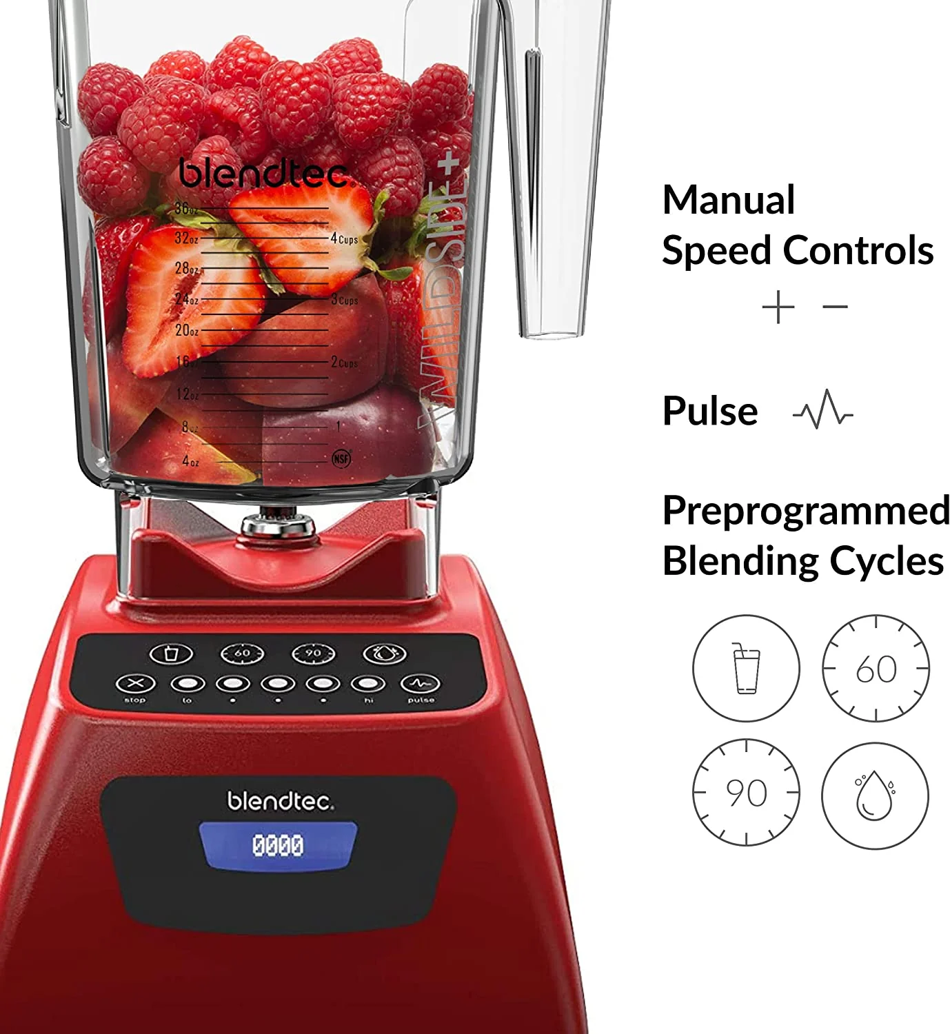 Blendtec Classic 575 Blender, WildSide+ Jar, 5 Speeds, Poppy Red - Image 5
