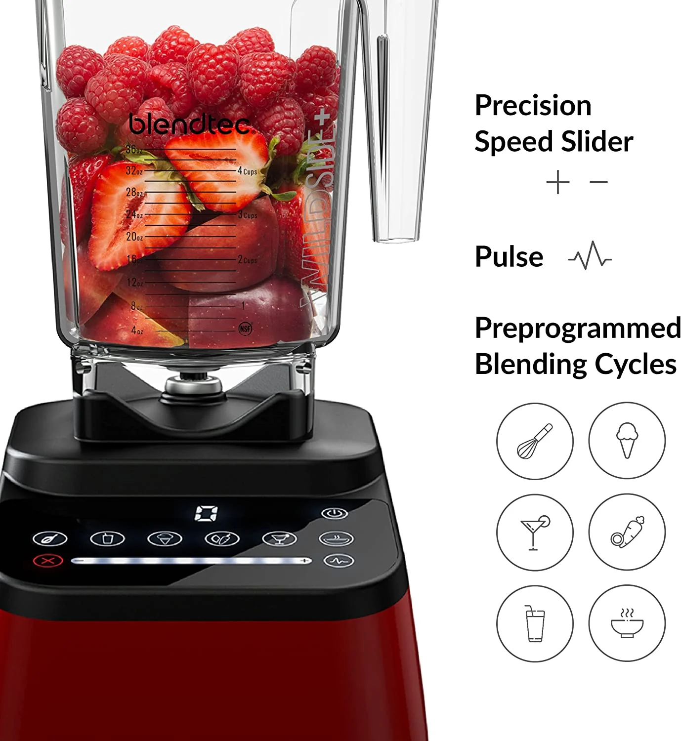 Blendtec Designer 650 Blender, WildSide+ Jar, 8 Speeds, Pomegranate - Image 2