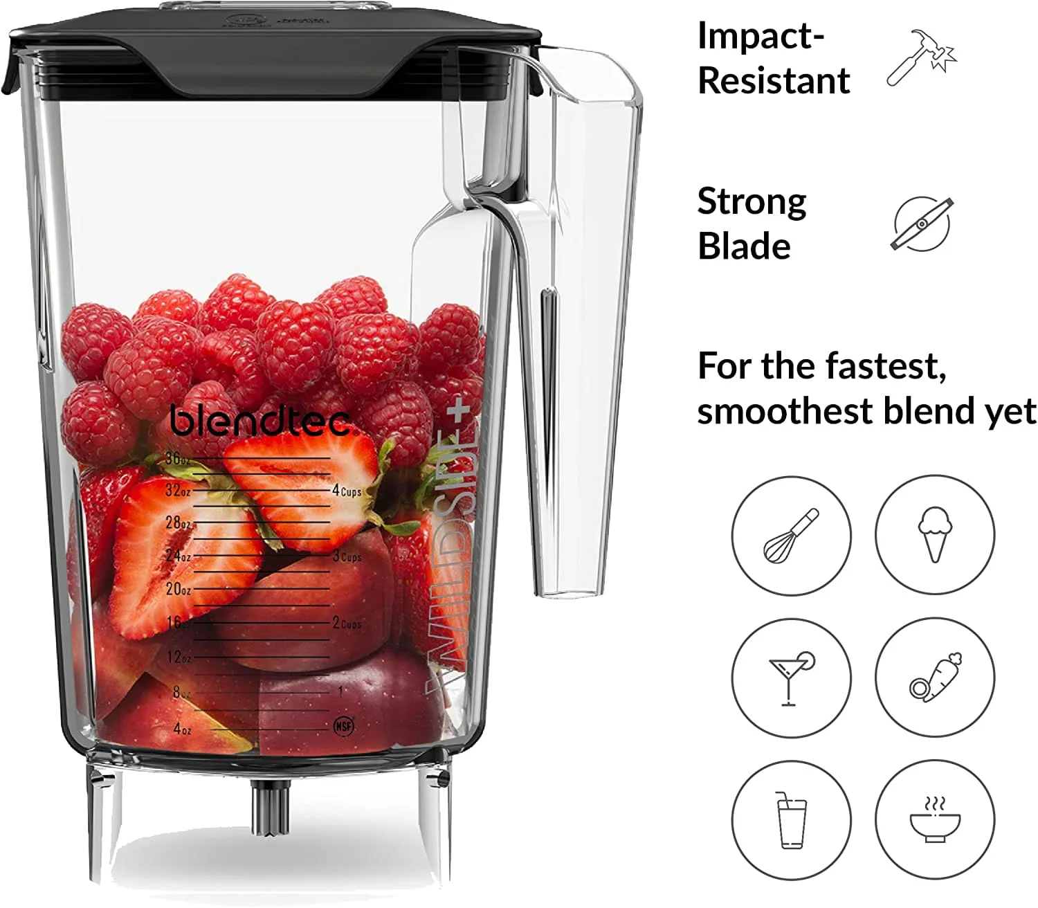 Blendtec WildSide+ Jar, 36 oz, Clear - Image 2