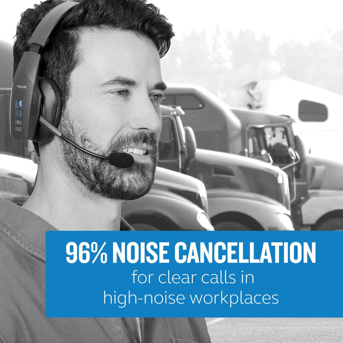 BlueParrott Noise Cancelling Trucker Bluetooth Headset, Updated Design, Industry Leading Sound & Comfort, 24H Talk Time, Black - Refurbished - Image 2