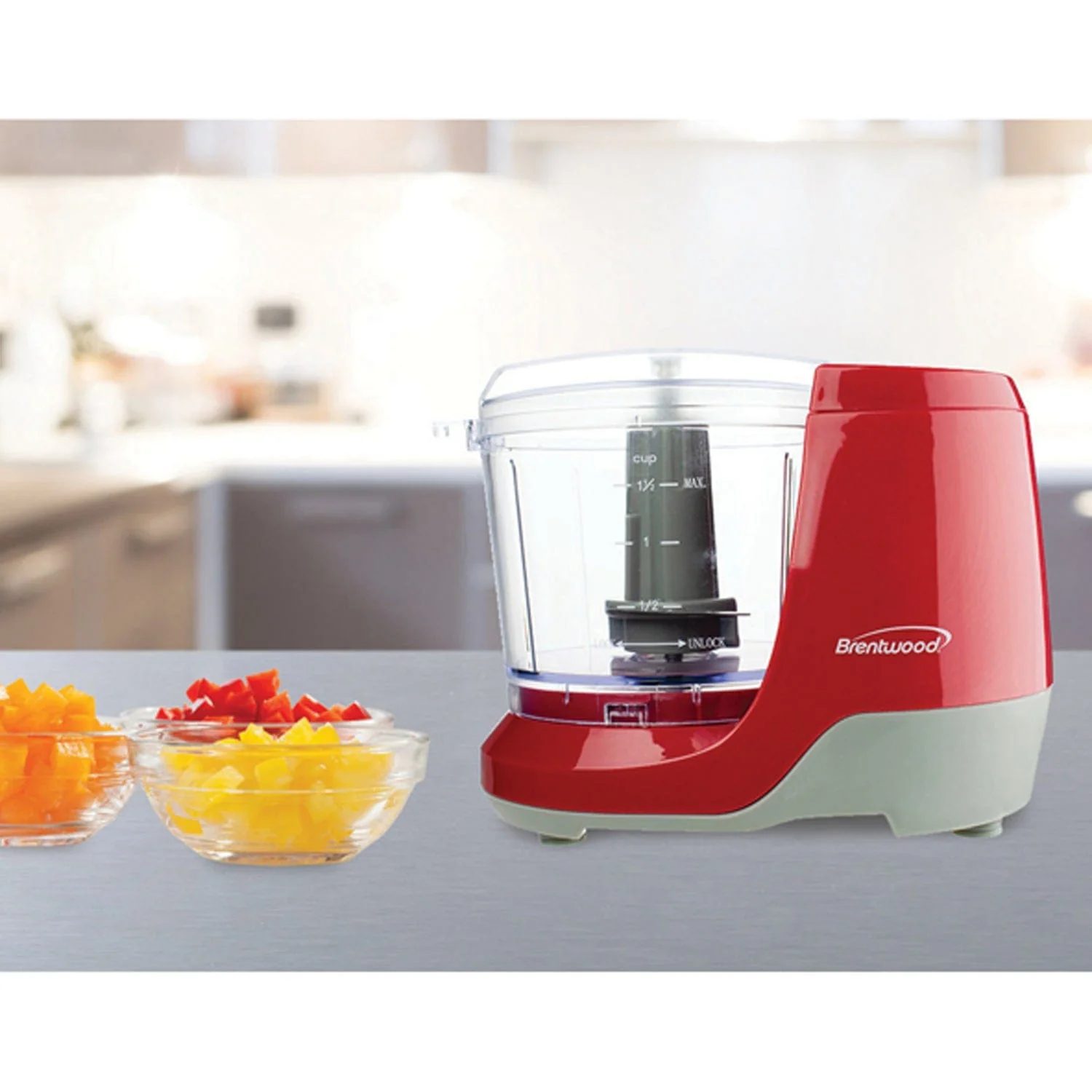 Brentwood 1.5-Cup Mini Food Chopper, Red - Image 5