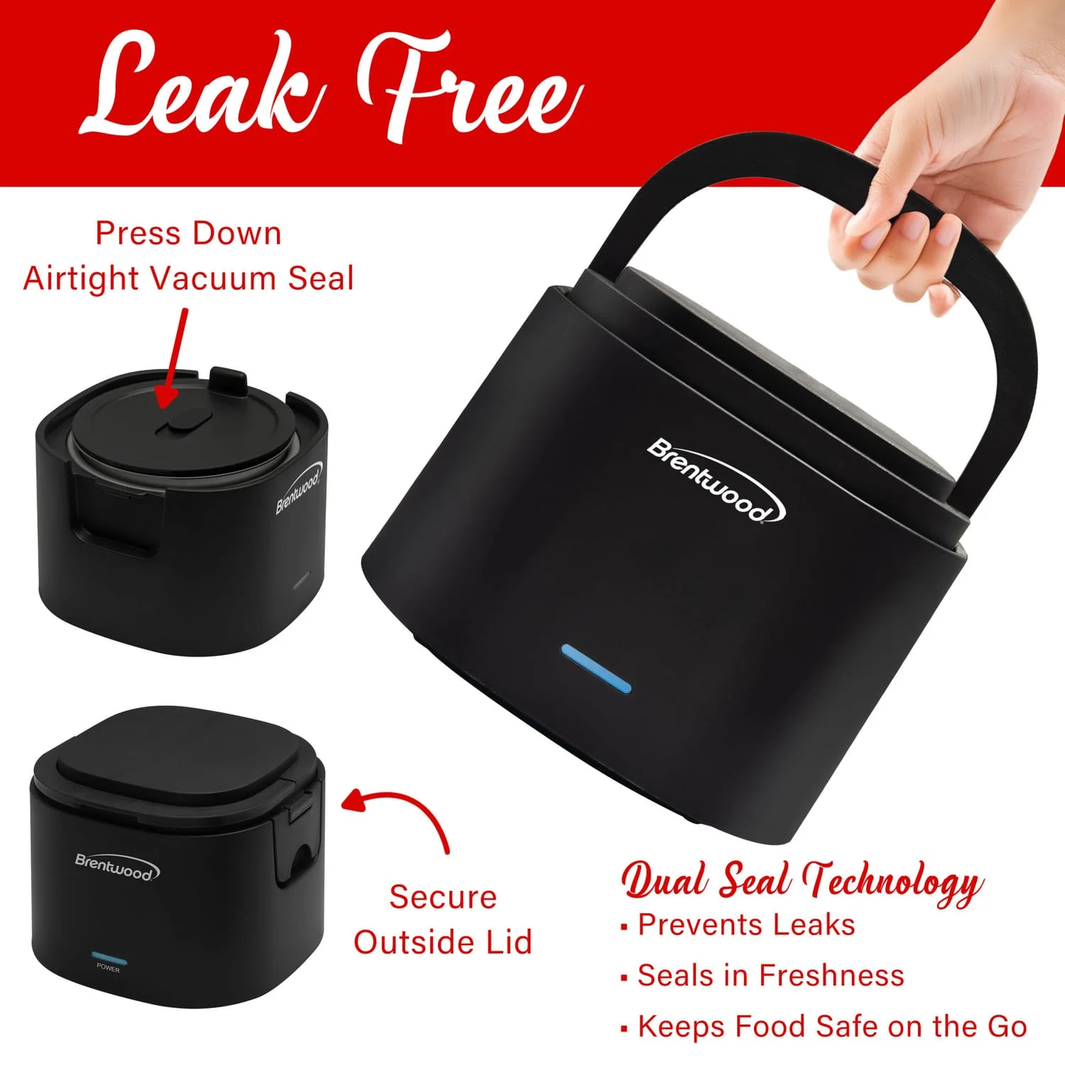 Brentwood 110-Volt 50-Watt 0.625-Qt. Portable Leakproof Electric Lunch Box, Black - Image 5