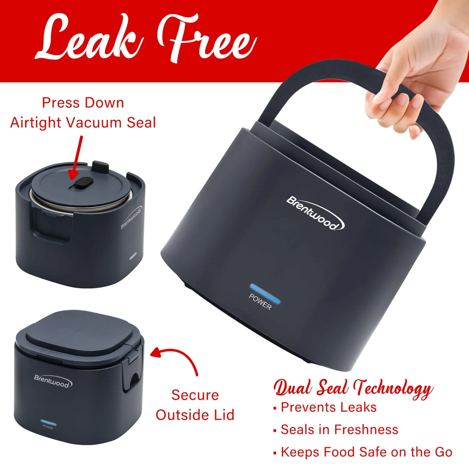 Brentwood 110-Volt 50-Watt 0.625-Qt. Portable Leakproof Electric Lunch Box, Blue - Image 4