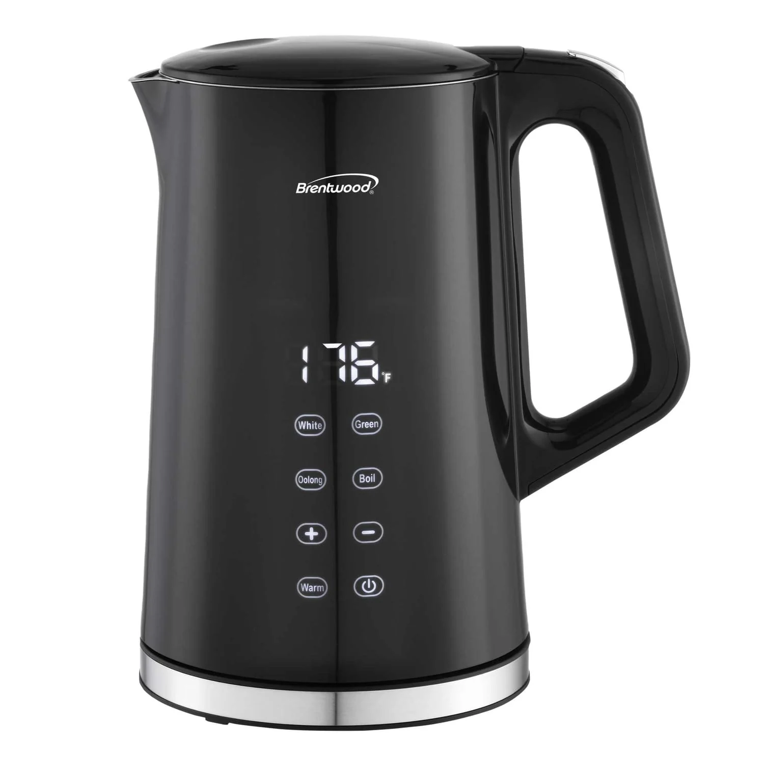 Brentwood 1100-Watt 1.7-L Cordless Cool-Touch Digital Electric Kettle with Stainless Steel Interior, BTWKT2015DBK
