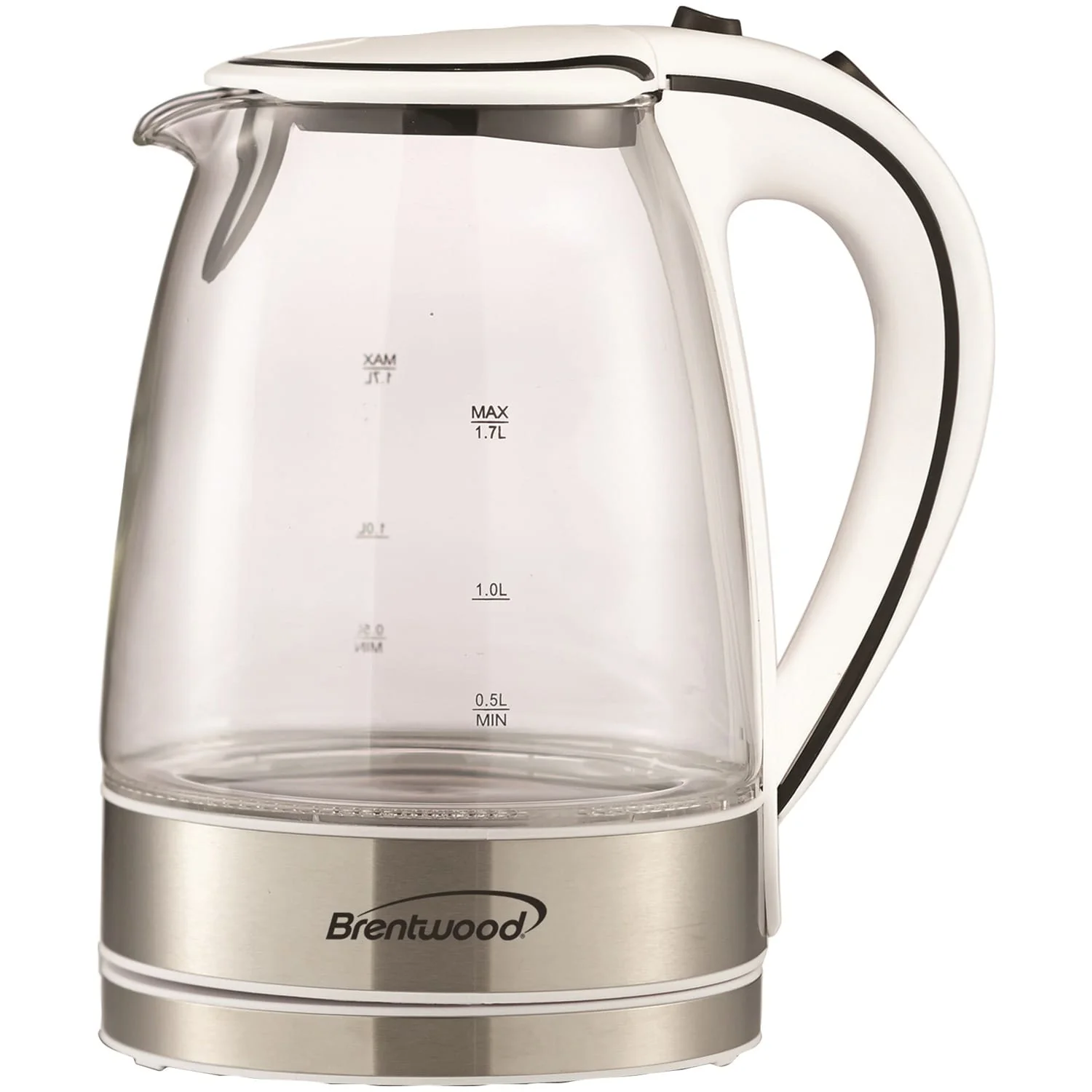 Brentwood 1100-Watt 1.8-Qt. 7-Cup Cordless Tempered-Glass Electric Kettle with Auto Shut-off, White - Image 2