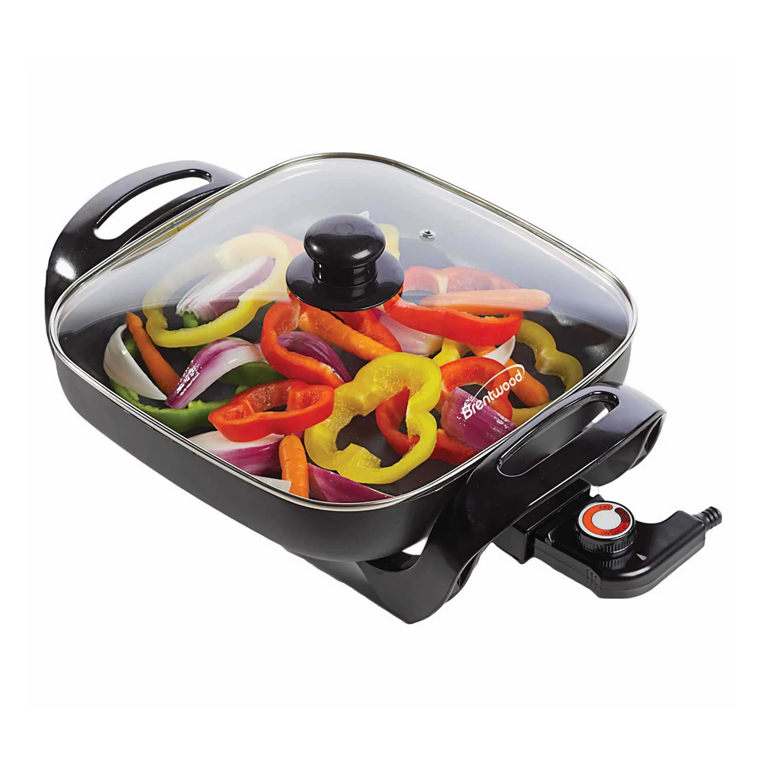 Brentwood 12-In. 1300-Watt Nonstick Electric Skillet with Glass Lid - Image 5
