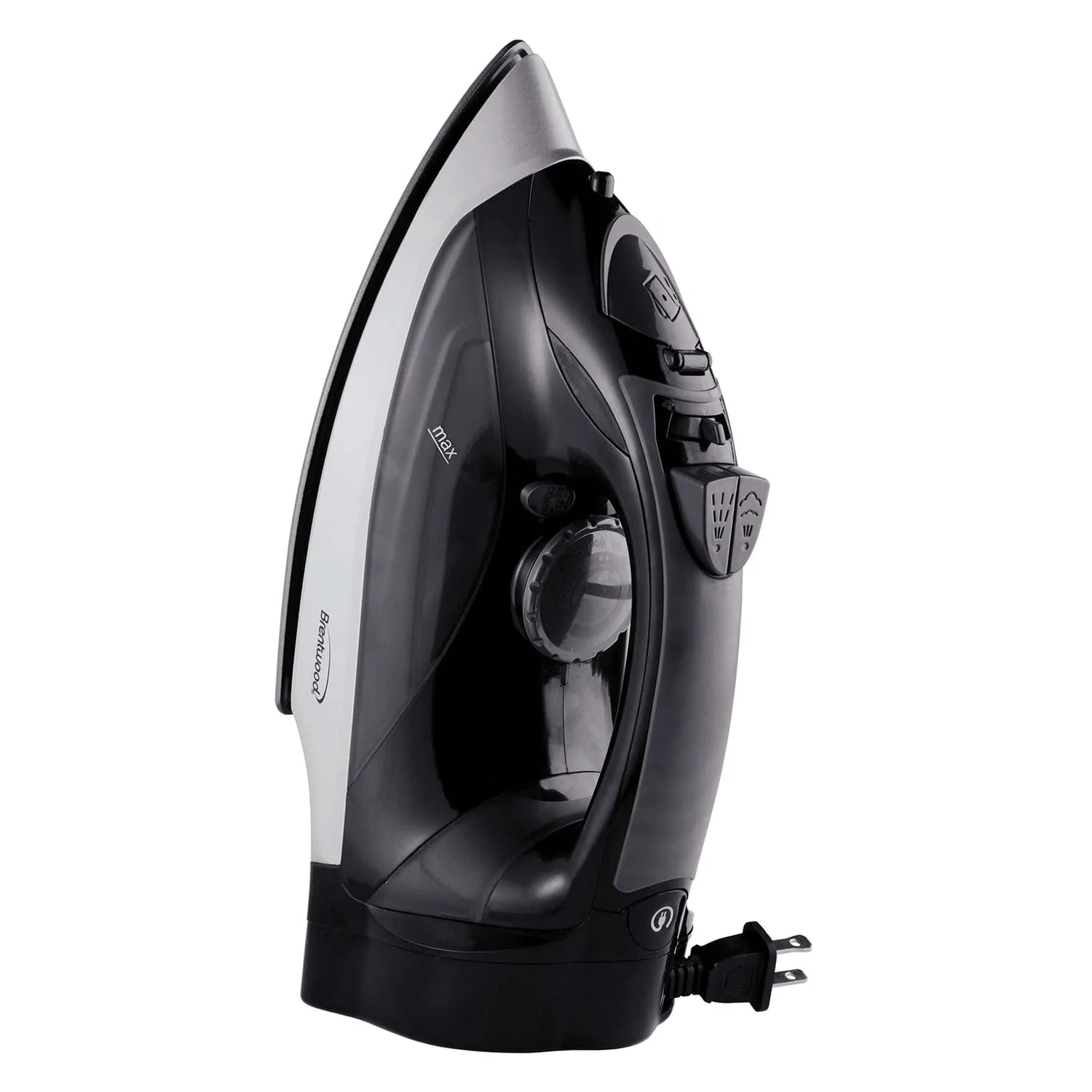 Brentwood 1200-Watt Nonstick Steam Iron with Retractable Cord, Black - Image 2