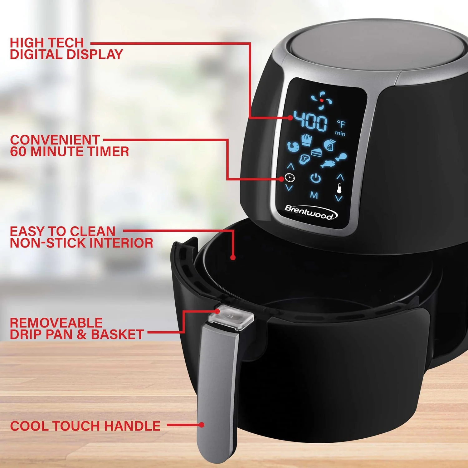 Brentwood 1400-Watt Electric Digital Air Fryer, 4 Qt. - Image 5
