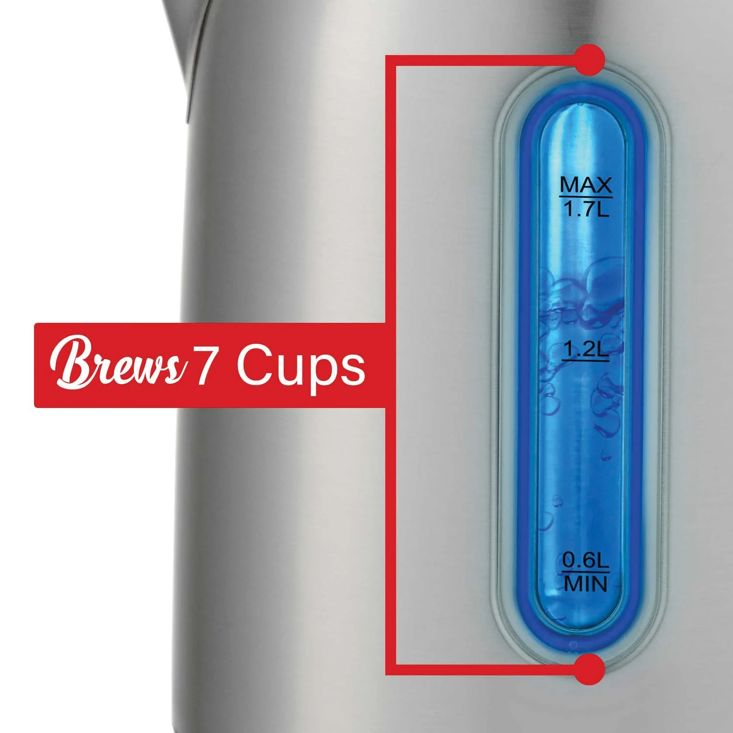 Brentwood 1500-Watt 1.79-Qt. Cordless Digital Stainless Steel Kettle with 5 Temperature Presets and Swivel Base - Image 5