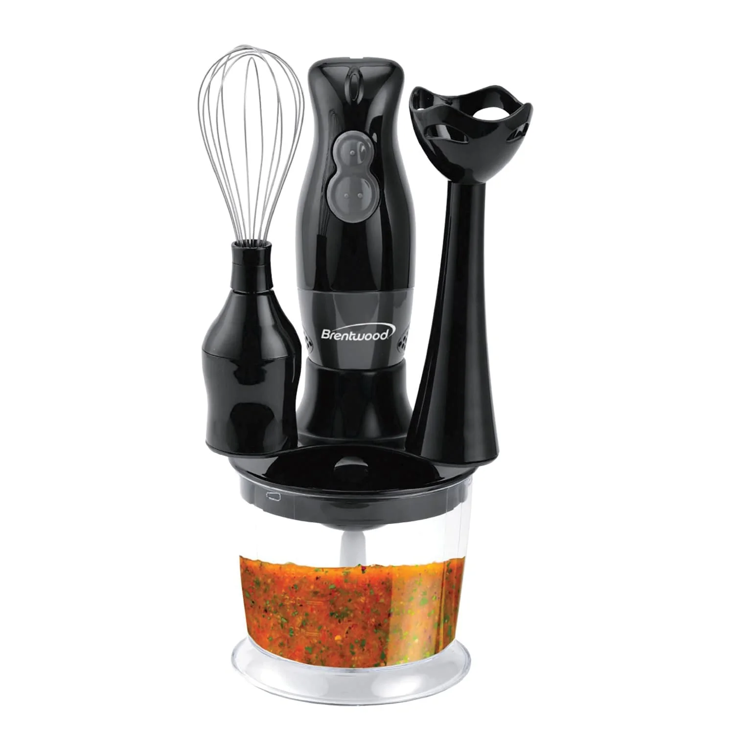 Brentwood 2-Speed Hand Blender and Food Processor with Balloon Whisk, Black - Image 2