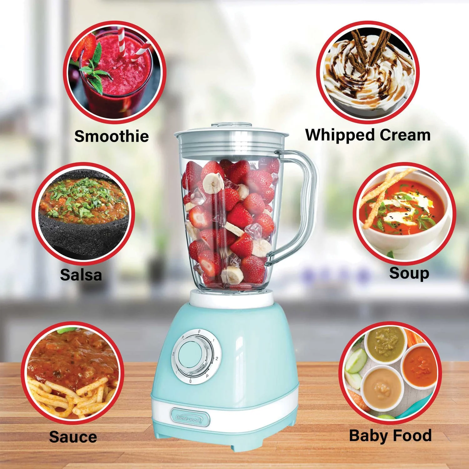 Brentwood 2-Speed Retro Blender with 50-Ounce Plastic Jar - Image 3