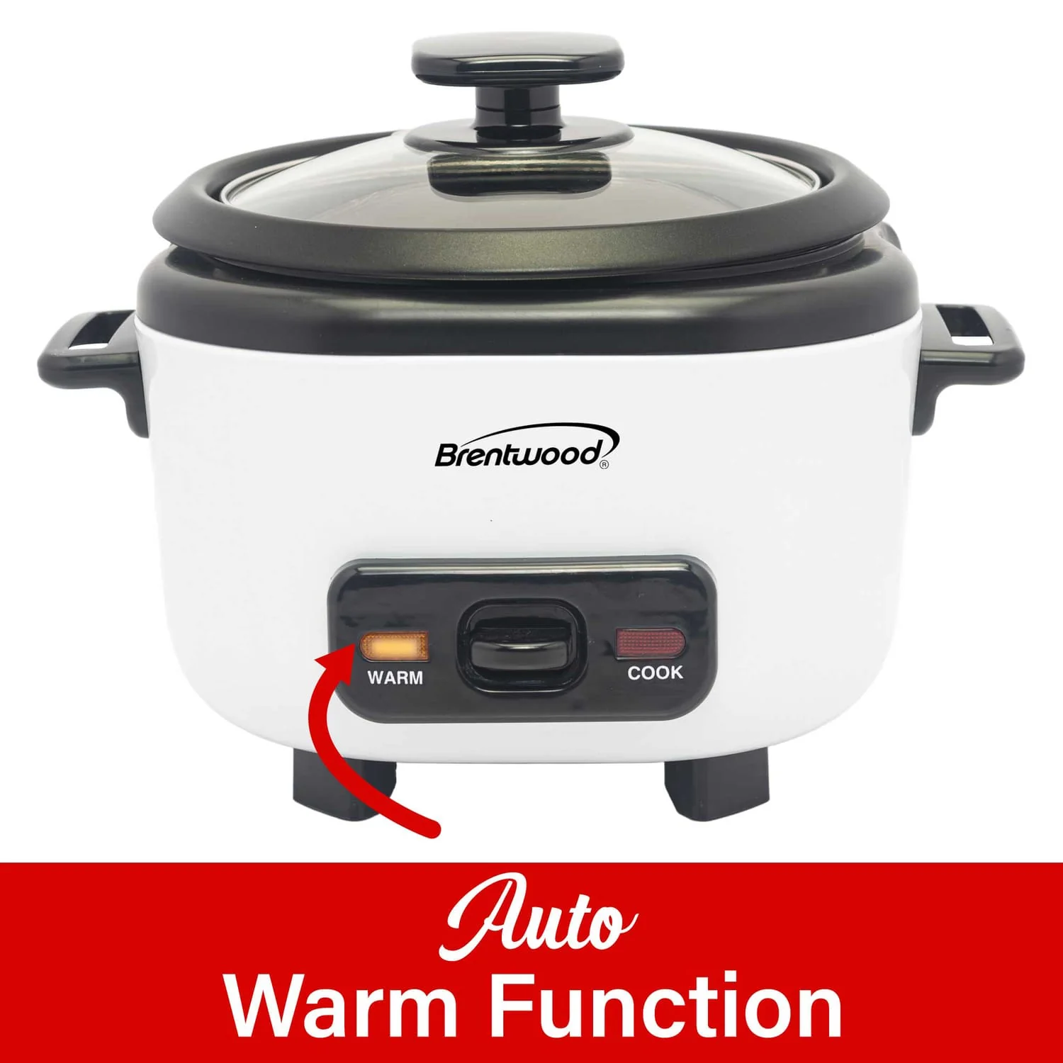 Brentwood 3-Cups Uncooked/6-Cups Cooked Electric Rice Cooker with Measuring Cup and Spatula, White - Image 3