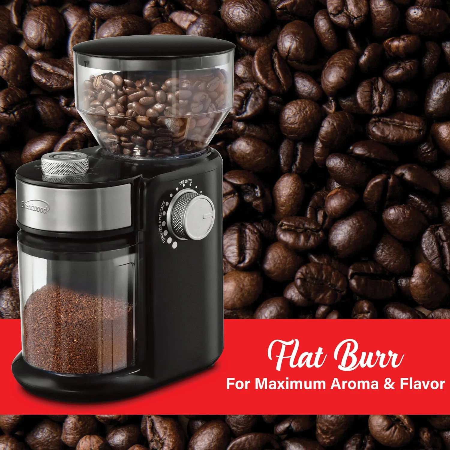 Brentwood 32-Cup Electric Automatic Burr Coffee Grinder - Image 3