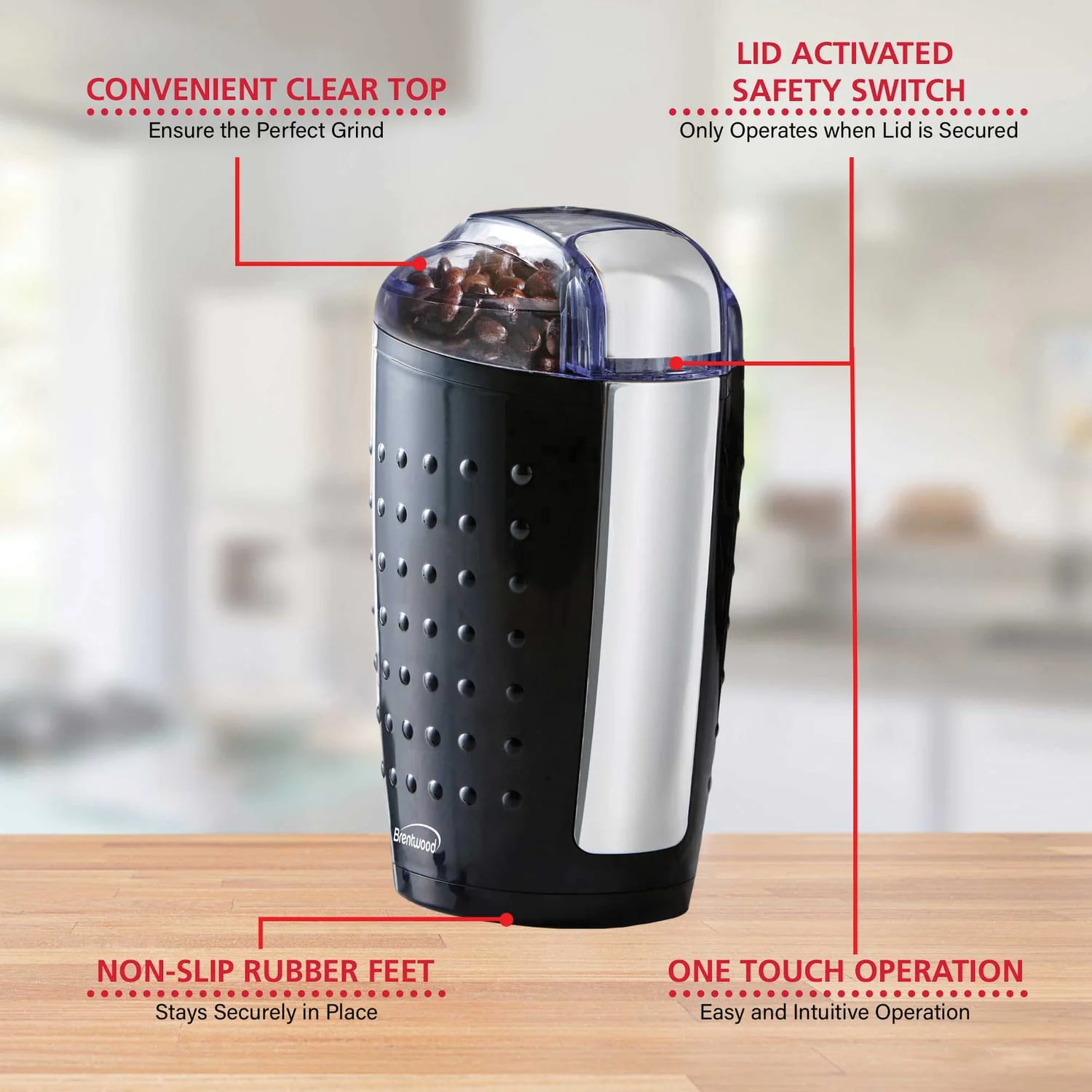 Brentwood 4-Oz. Coffee and Spice Grinder, Black - Image 5