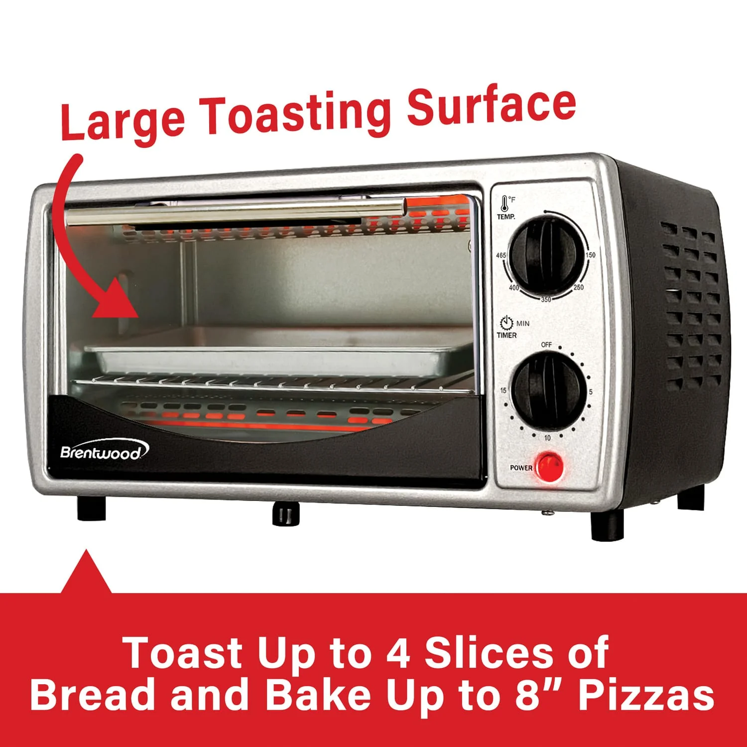 Brentwood 4-Slice Toaster Oven, Black - Image 5
