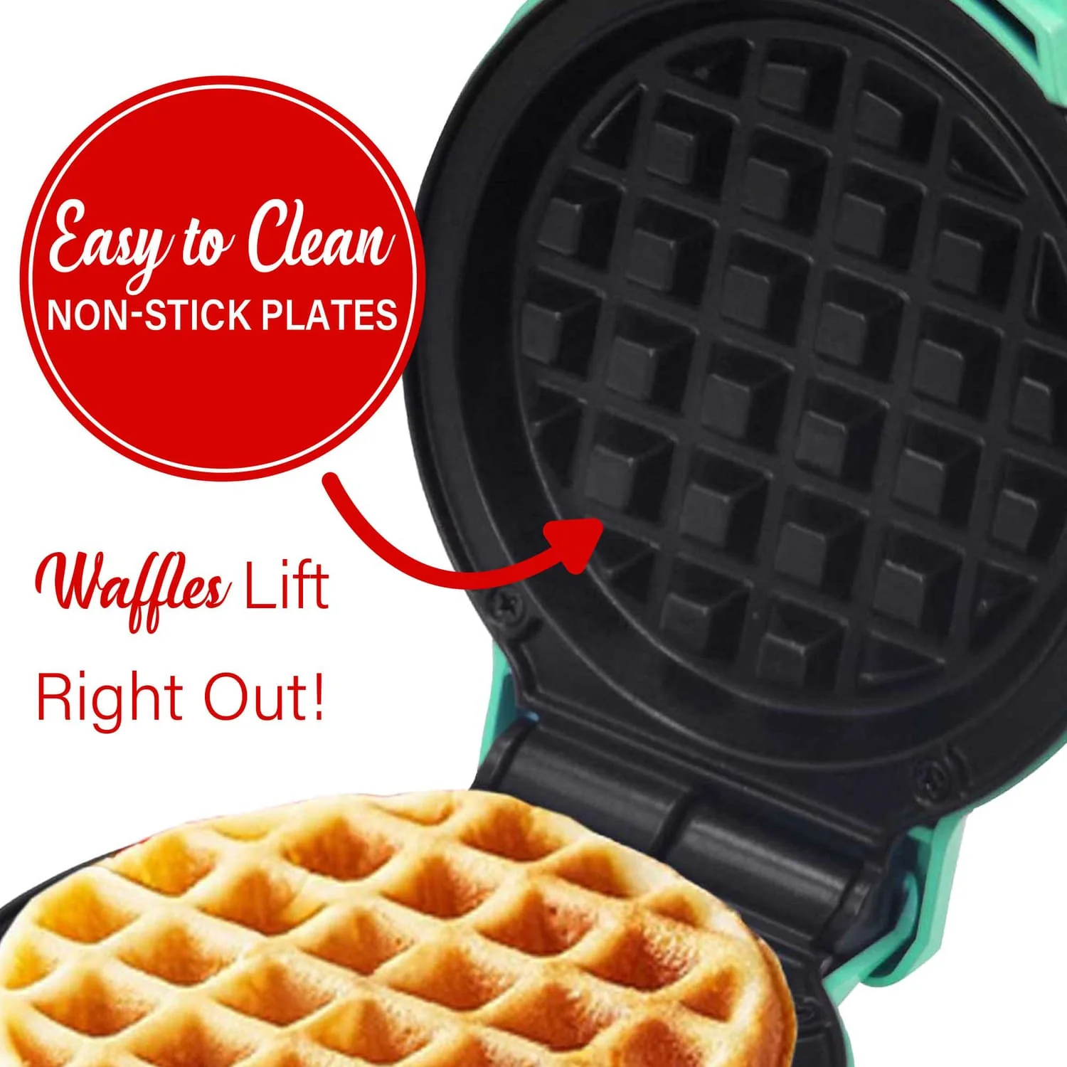 Brentwood 400-Watt 5-In. Non-Stick Mini Waffle Maker, Blue - Image 5