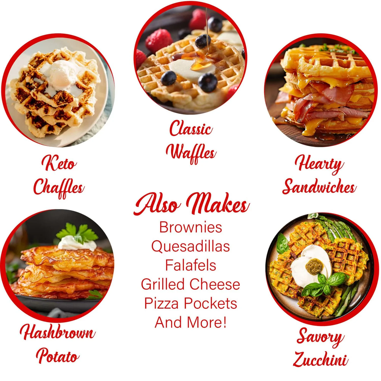 Brentwood 400-Watt 5-In. Non-Stick Mini Waffle Maker, Red - Image 3
