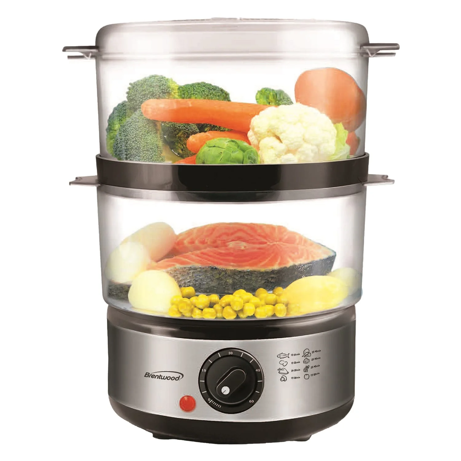 Brentwood 400-Watt 5-Qt. 2-Tier Electric Food Steamer with Steam Trays and Lid