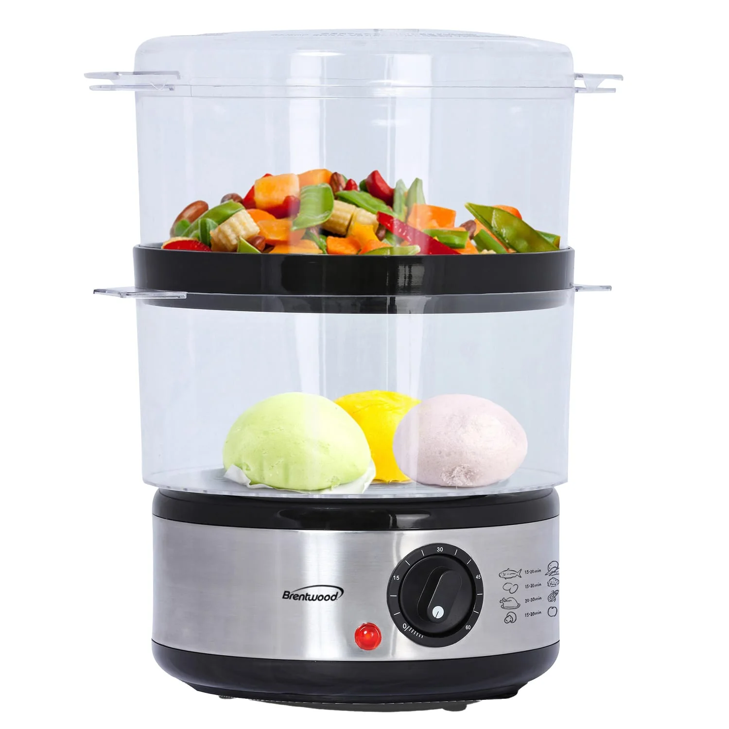 Brentwood 400-Watt 5-Qt. 2-Tier Electric Food Steamer with Steam Trays and Lid - Image 3