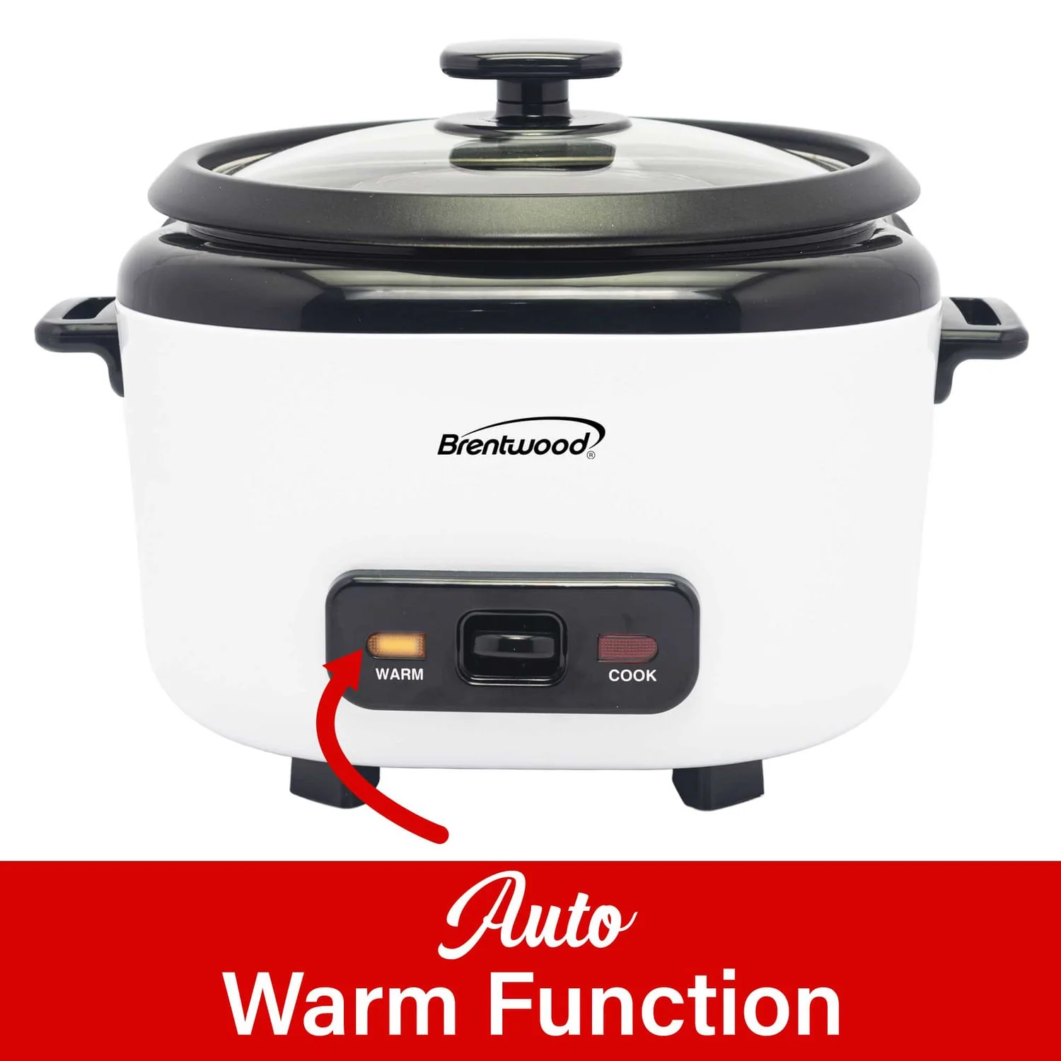 Brentwood 5-Cups Uncooked/10-Cups Cooked Electric Rice Cooker with Measuring Cup and Spatula, White - Image 3