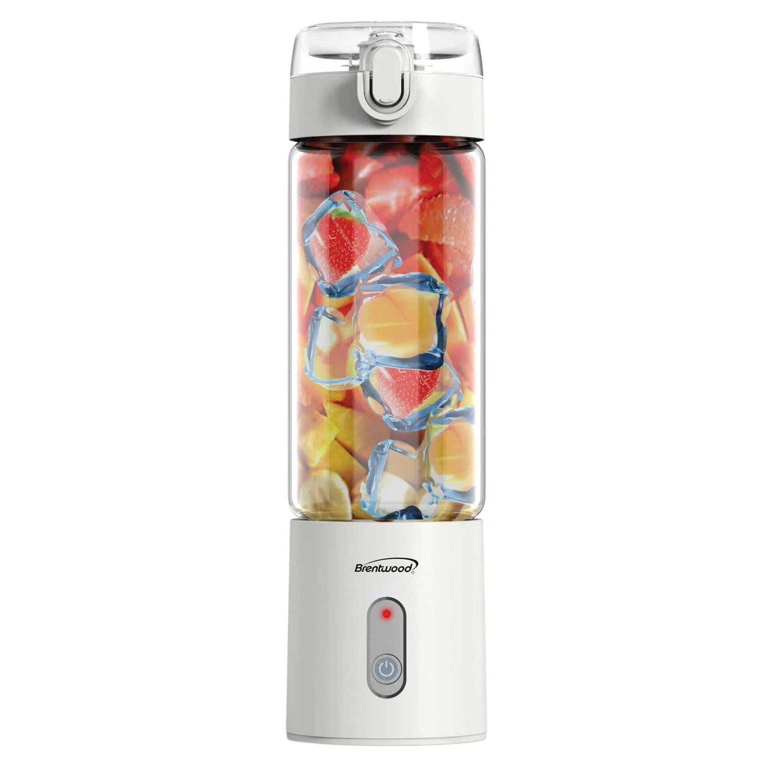 Brentwood 50-Watt 17-Oz. Portable Battery-Operated USB-Chargeable Glass Blender, White