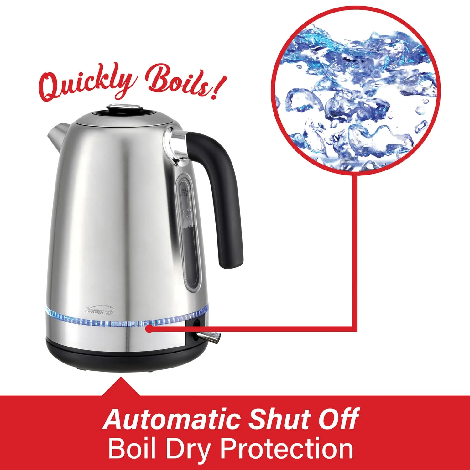 Brentwood 7-Cup 1500-Watt Cordless Electric Stainless Steel Kettle, Metallic - Image 3