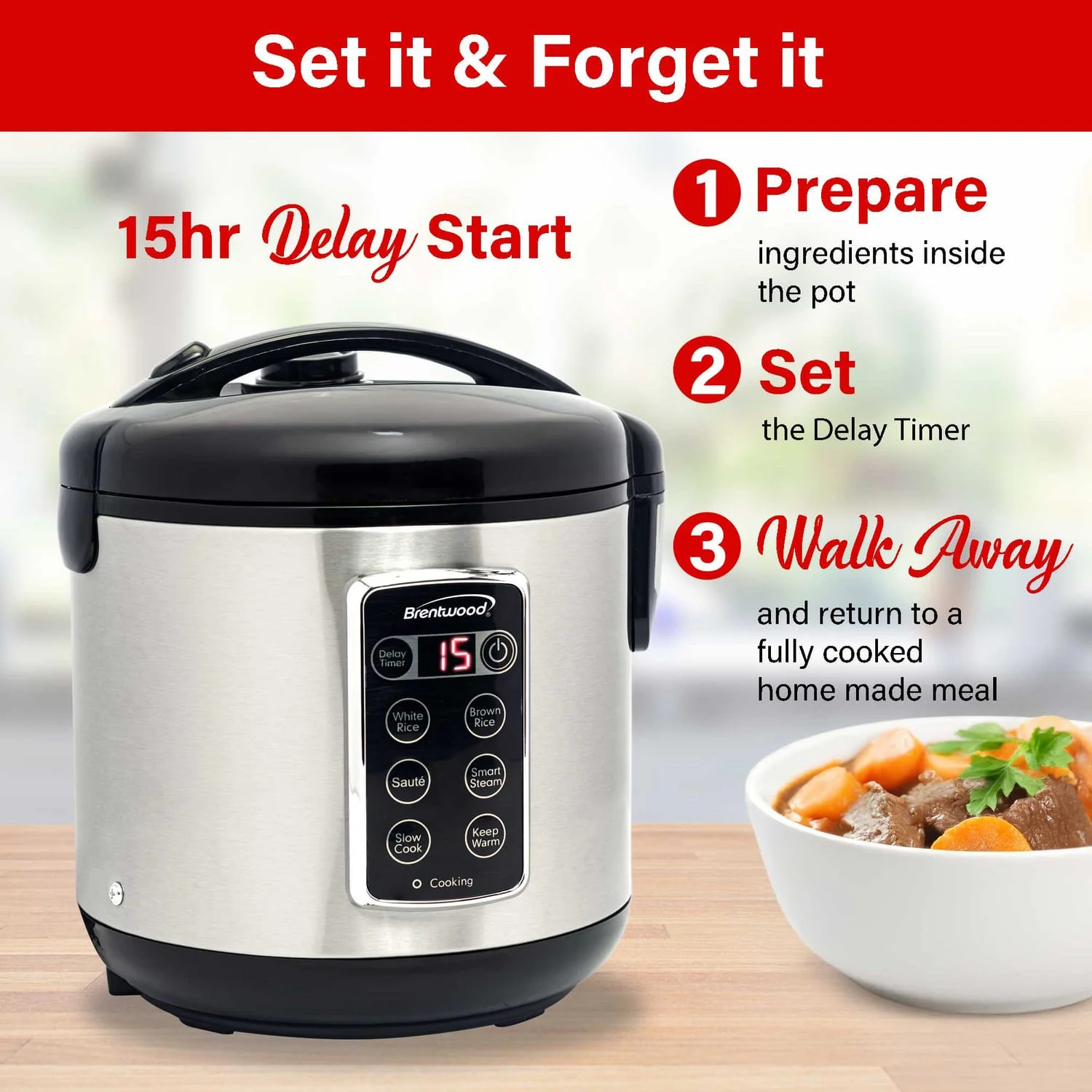 Brentwood 7-Function Electric Smart Multi-Cooker, 10 Cup - Image 2