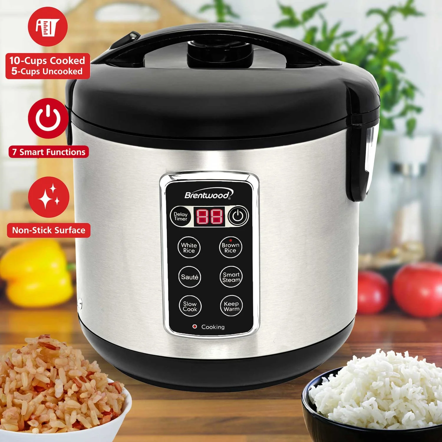 Brentwood 7-Function Electric Smart Multi-Cooker, 10 Cup - Image 3