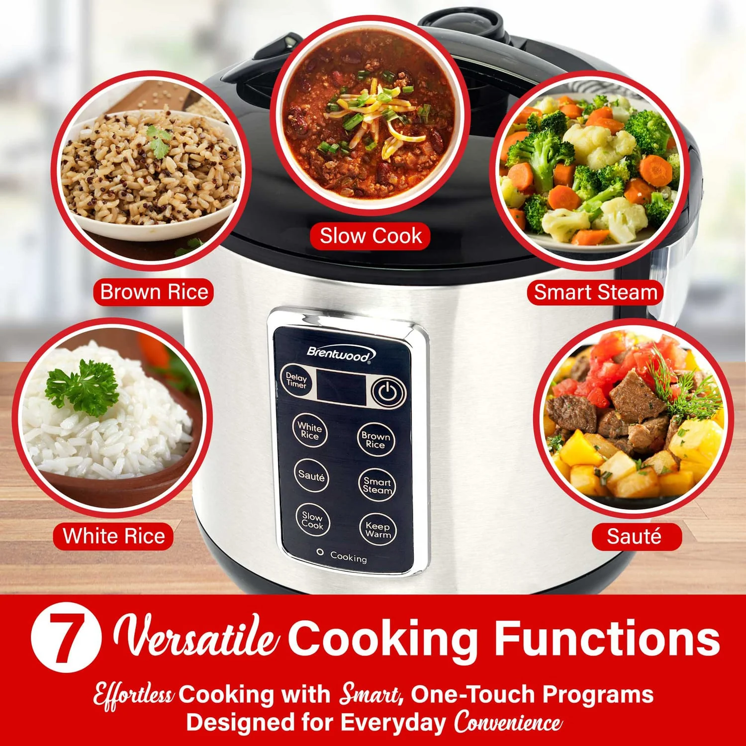 Brentwood 7-Function Electric Smart Multi-Cooker, 10 Cup - Image 4