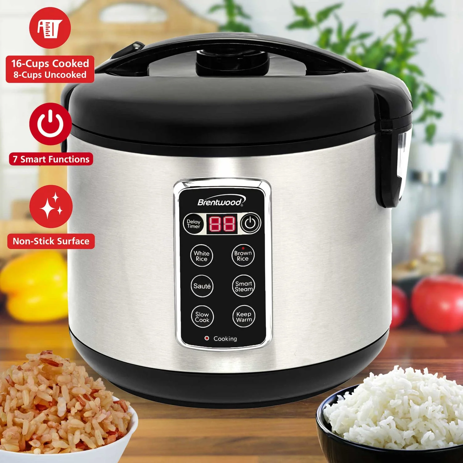 Brentwood 7-Function Electric Smart Multi-Cooker, 16 Cup - Image 2