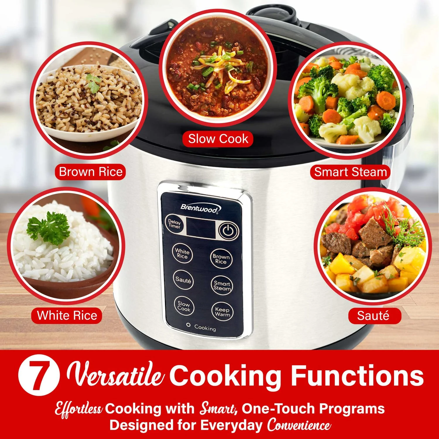 Brentwood 7-Function Electric Smart Multi-Cooker, 16 Cup - Image 3