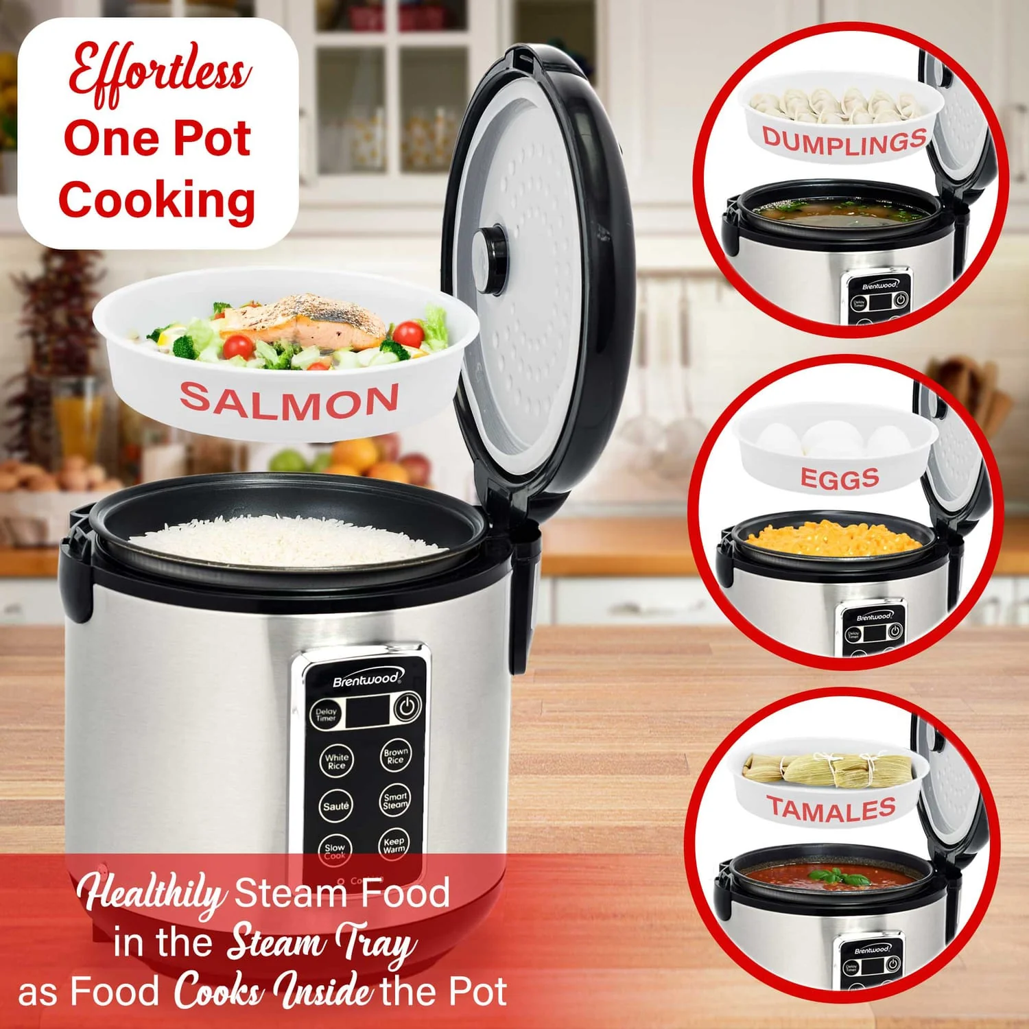 Brentwood 7-Function Electric Smart Multi-Cooker, 16 Cup - Image 5