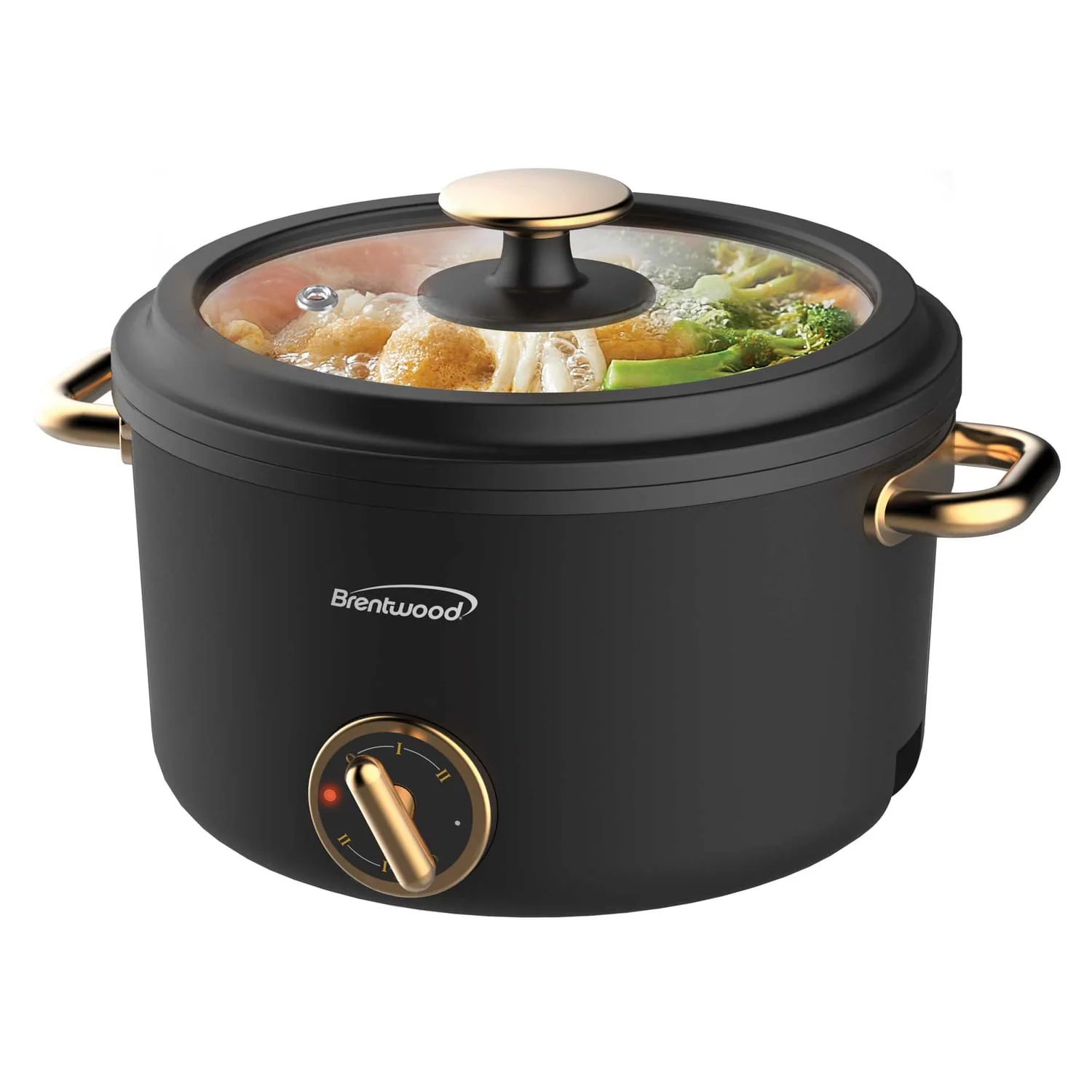 Brentwood 700-Watt 2.6-Qt. Multifunction Electric Hot Pot Cooker with Ceramic Nonstick Coating and Food Steamer, Black