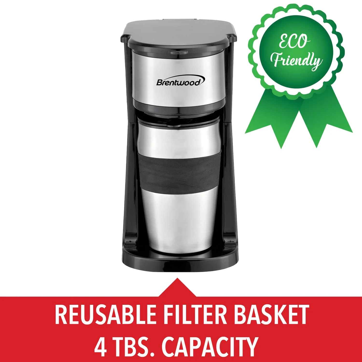 Brentwood 700-Watt Portable Single-Serve Coffee Maker with 14-Oz. Travel Mug - Image 5