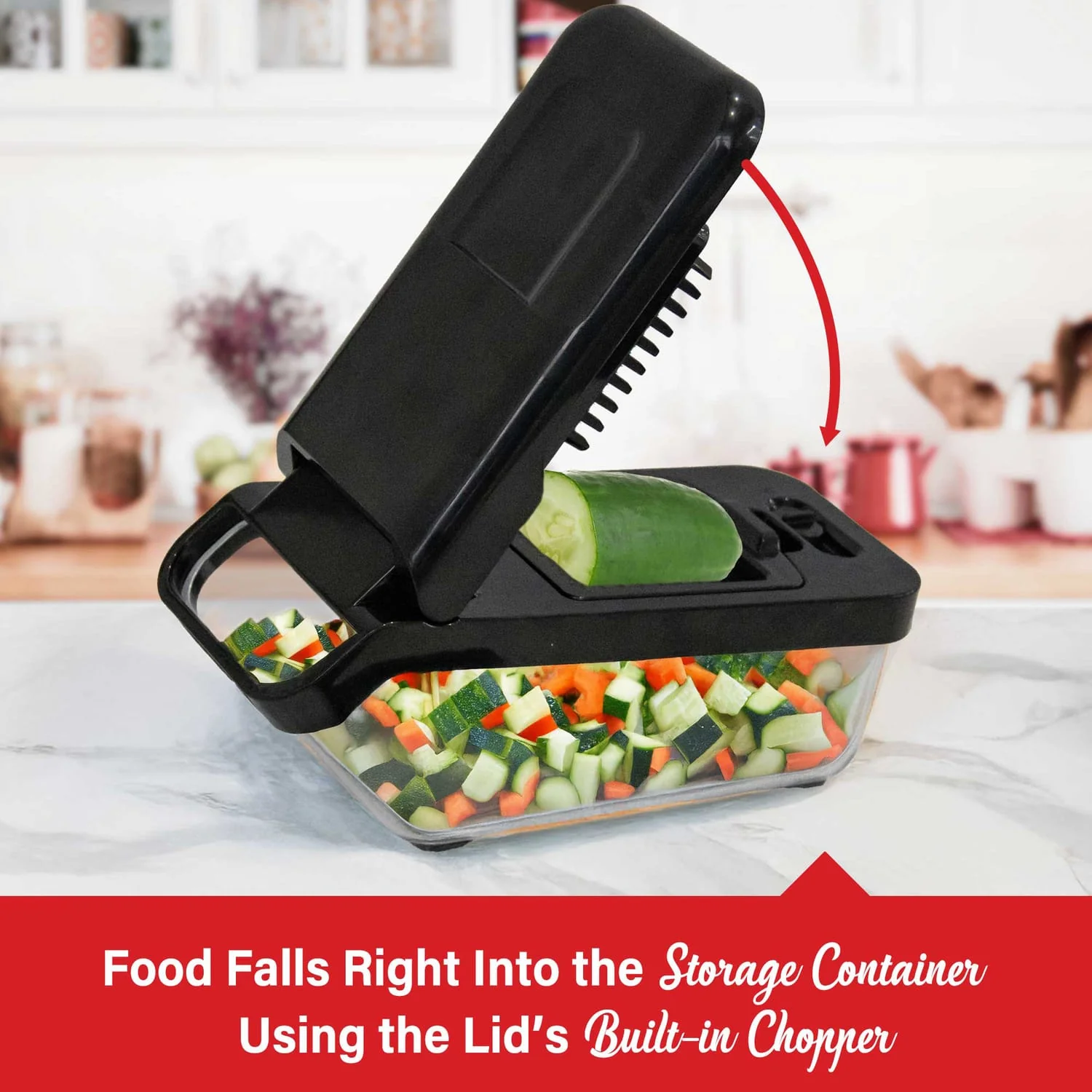 Brentwood All-in-One Food and Vegetable Chopper, Mandoline Slicer, and Cheese Grater with 4.25-Cup Storage, Black - Image 4
