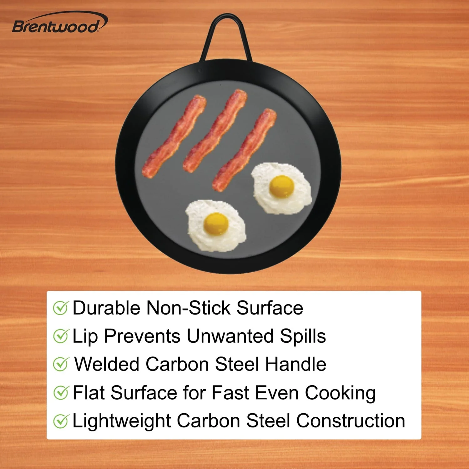 Brentwood Carbon Steel Nonstick Round Comal Griddle for Single Burner, 9.5 In. - Image 5