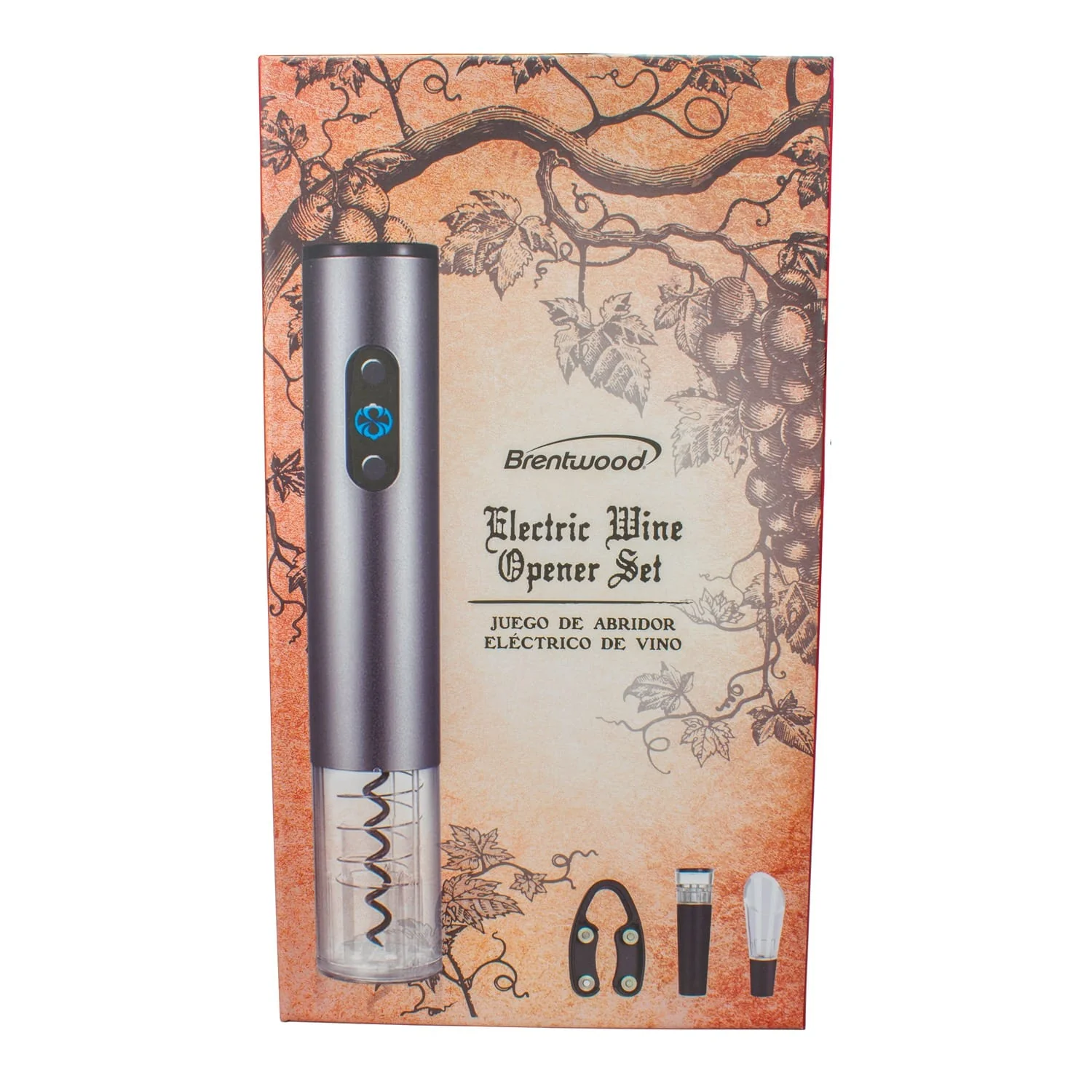 Brentwood Electric Wine Bottle Opener with Foil Cutter, Vacuum Stopper, and Aerator Pourer - Image 4