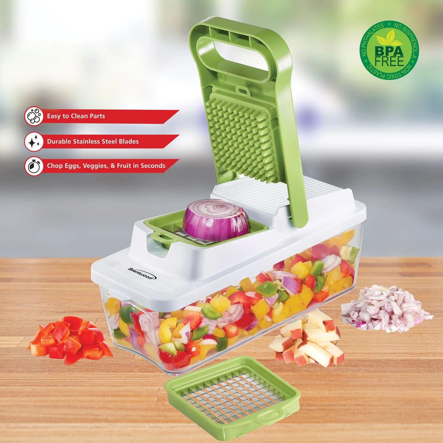 Brentwood Food Chopper and Vegetable Dicer with 6.75-Cup Storage Container and Stainless Steel Blades - Image 2