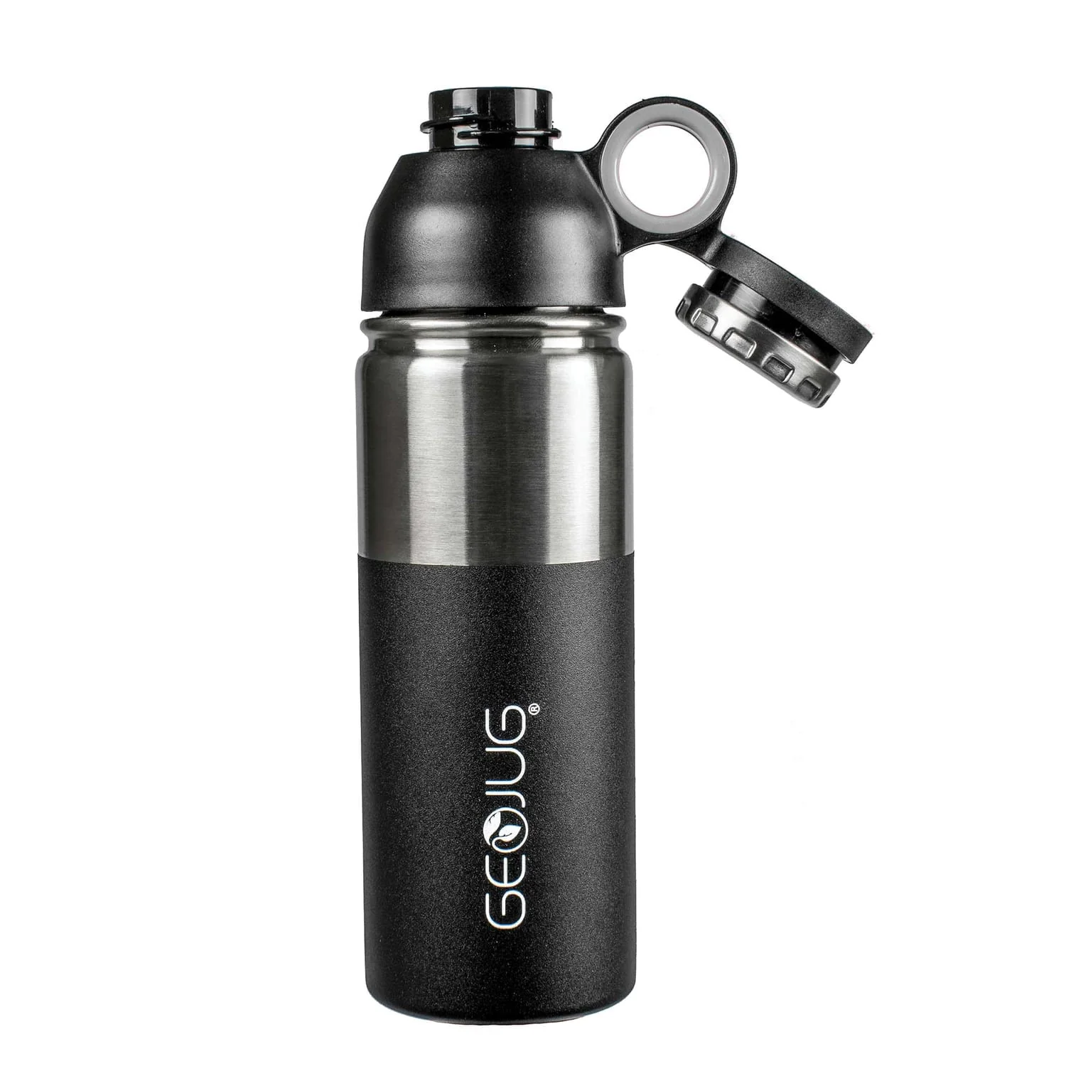 Brentwood Geojug Stainless Steel Vacuum-Insulated Water Bottle, 0.7 L, Black/Silver - Image 4