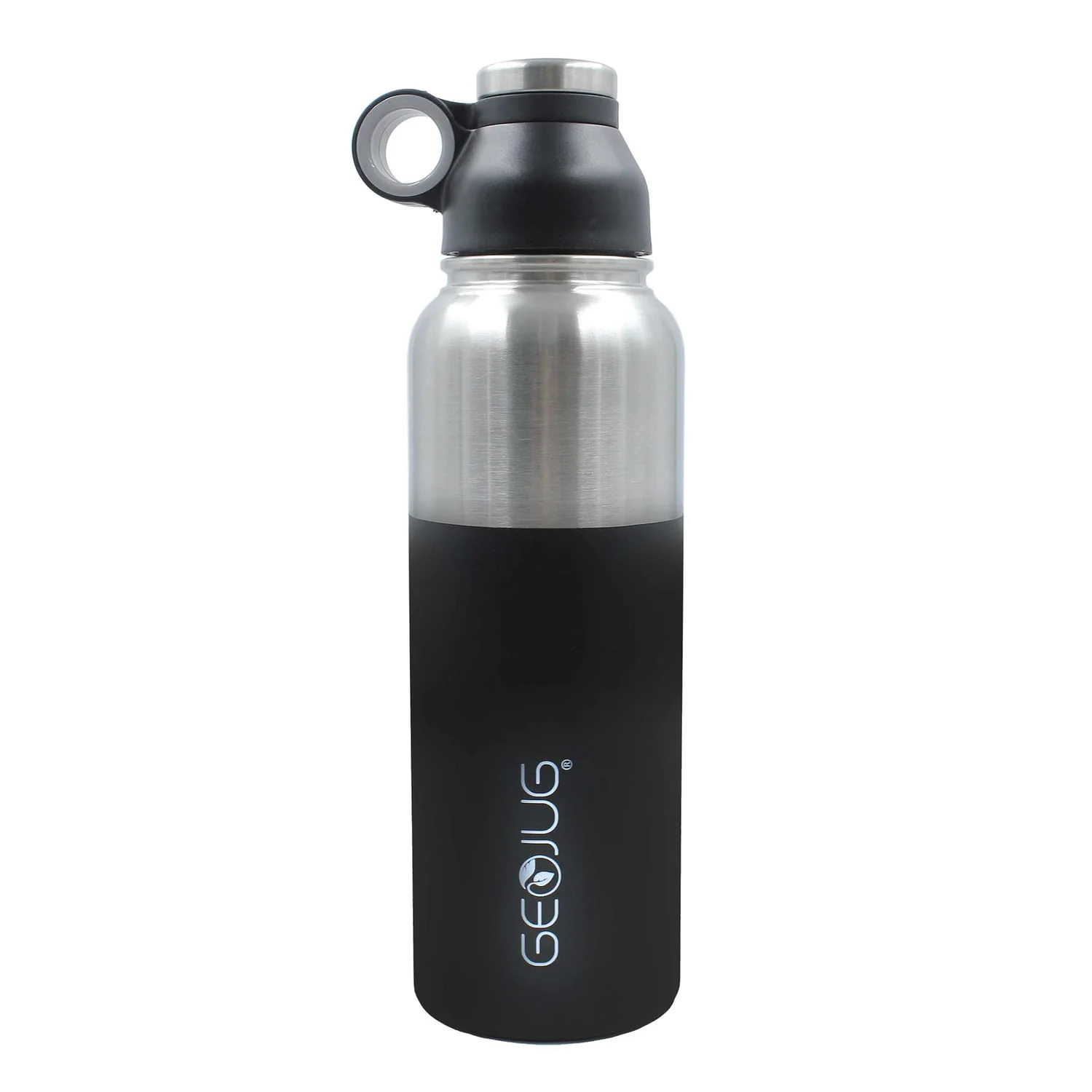 Brentwood Geojug Stainless Steel Vacuum-Insulated Water Bottle, 1.1 L, Black/Silver