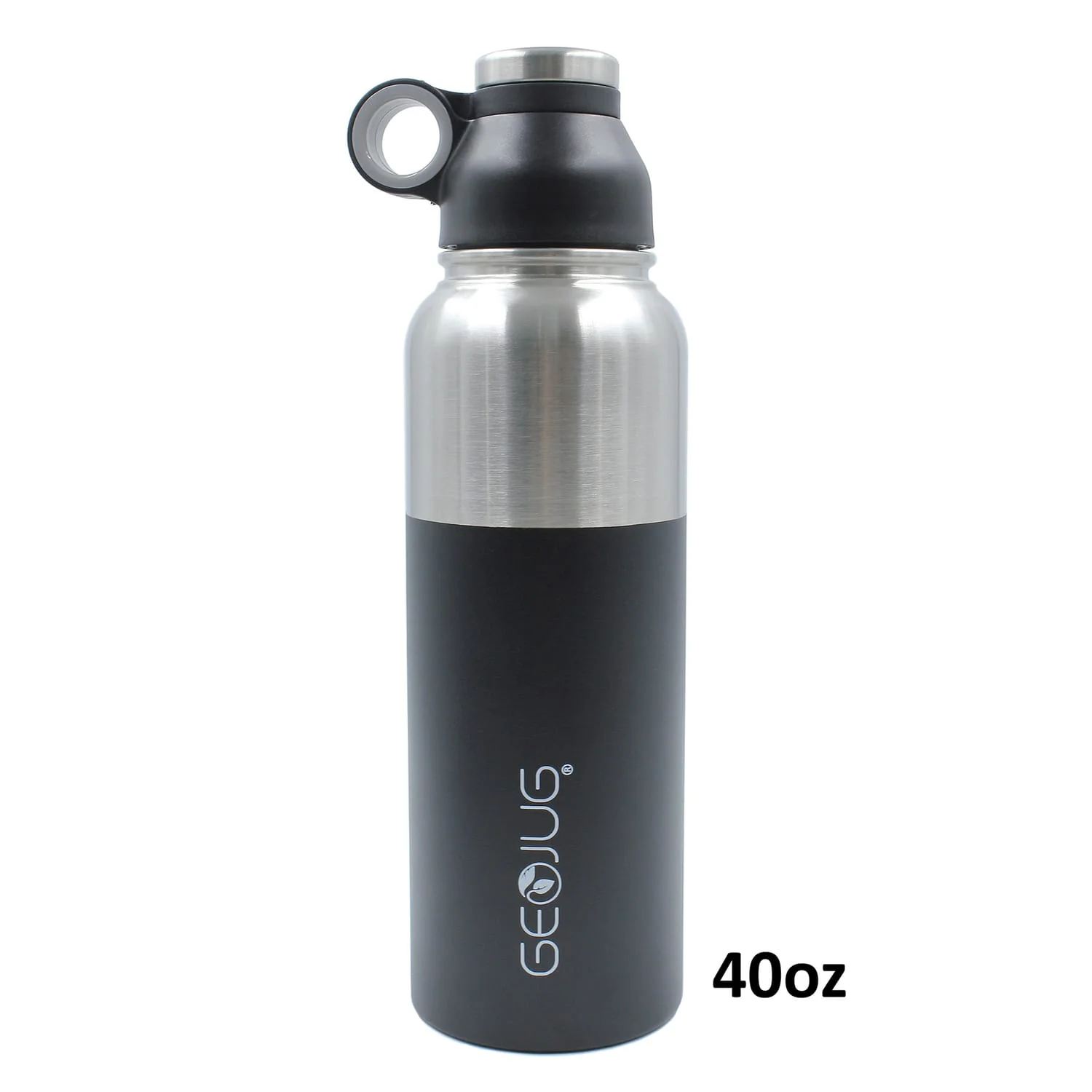 Brentwood Geojug Stainless Steel Vacuum-Insulated Water Bottle, 1.1 L, Black/Silver - Image 4