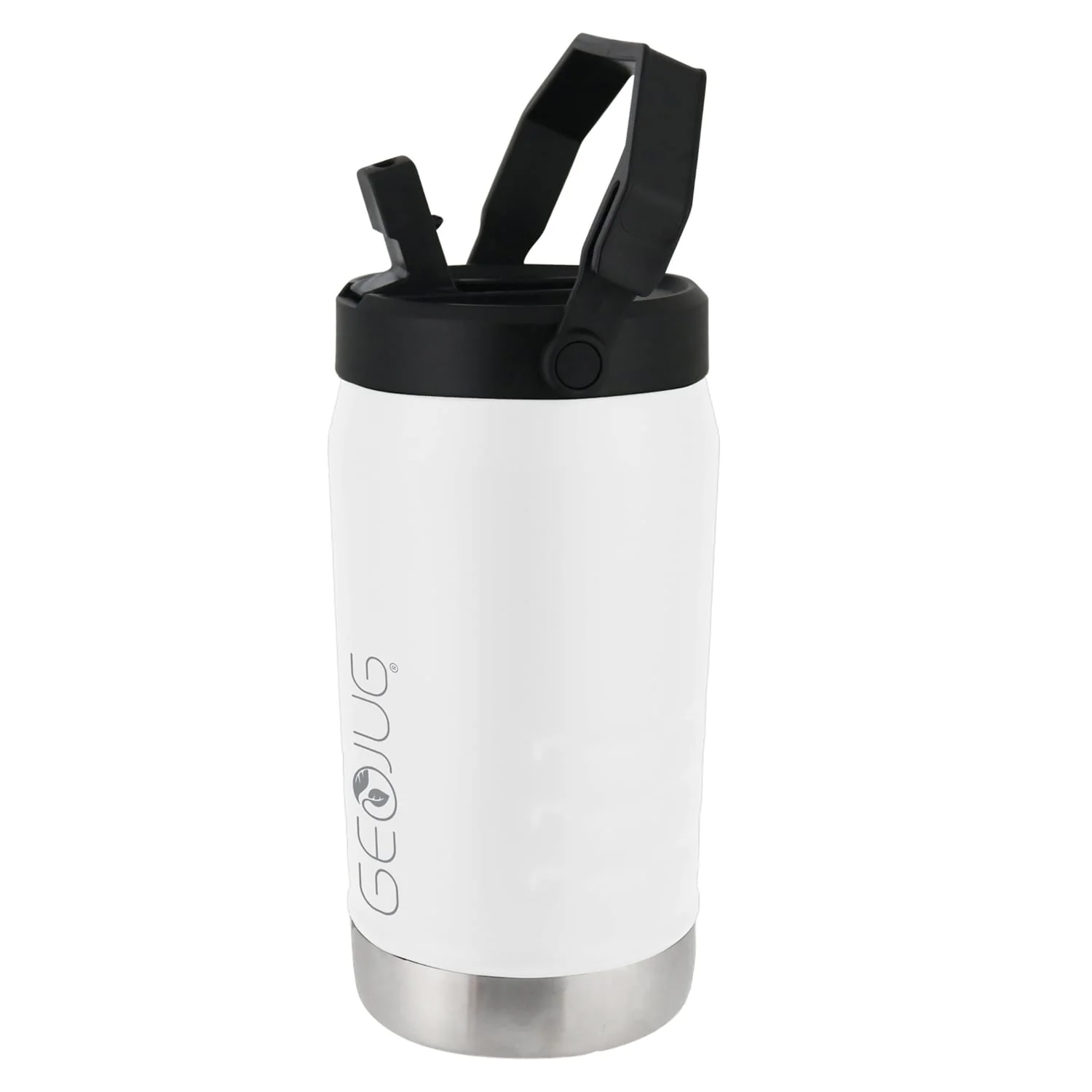 Brentwood Geojug Vacuum-Insulated Stainless Steel Sports Water Jug with Spout Straw Lid, and Handle with Fence Hook, 64 Oz., Cream