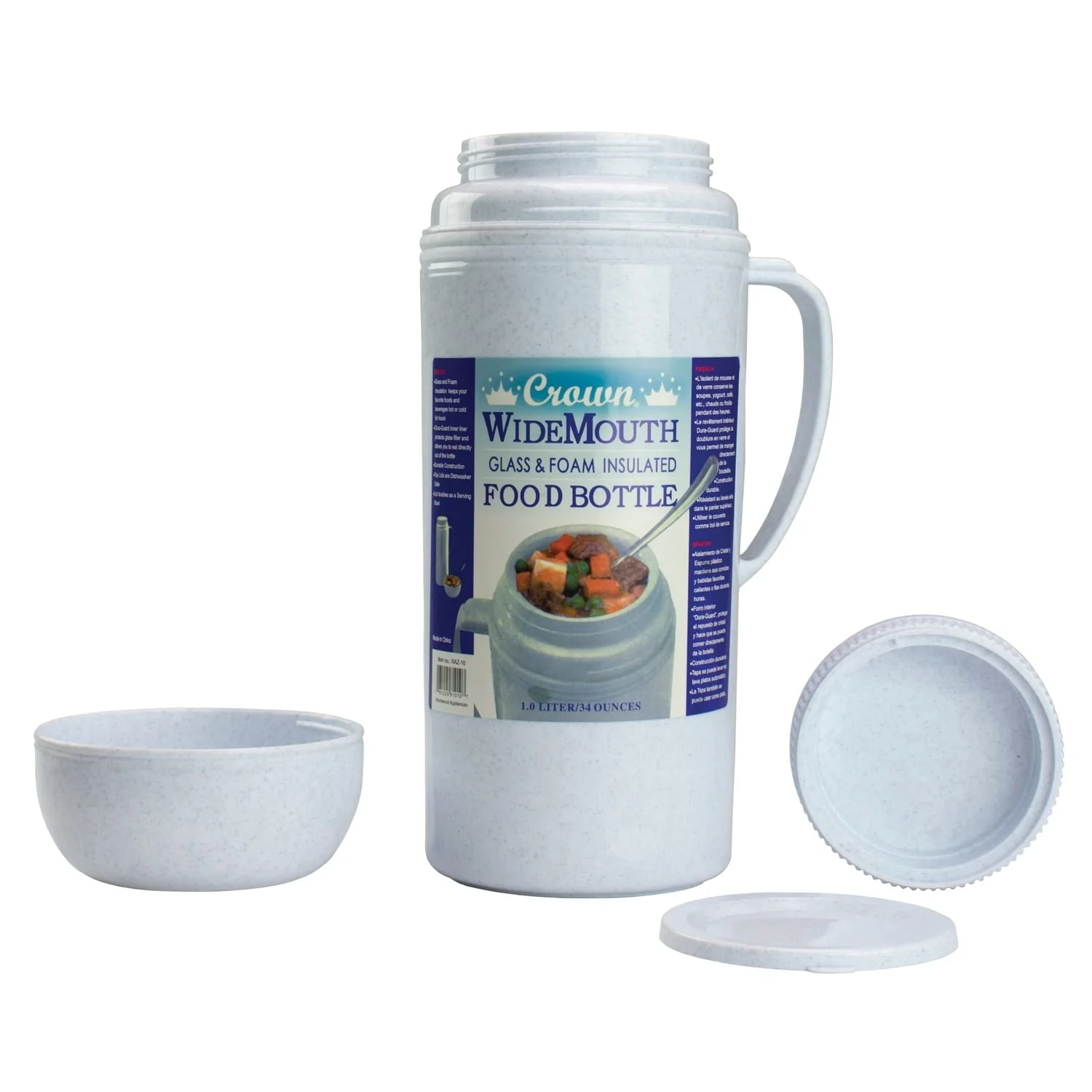 Brentwood Glass and Foam Vacuum-Insulated 40-oz. Wide-Mouth Food Bottle with Screw-on Bowl