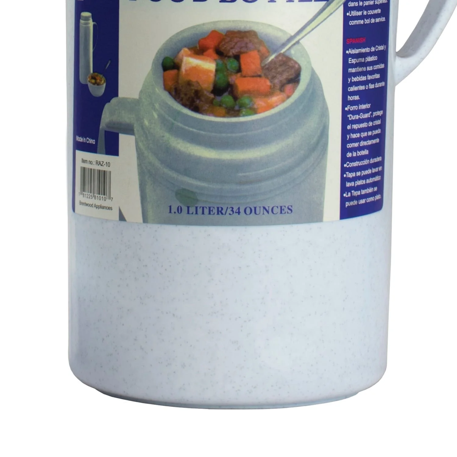 Brentwood Glass and Foam Vacuum-Insulated 40-oz. Wide-Mouth Food Bottle with Screw-on Bowl - Image 4