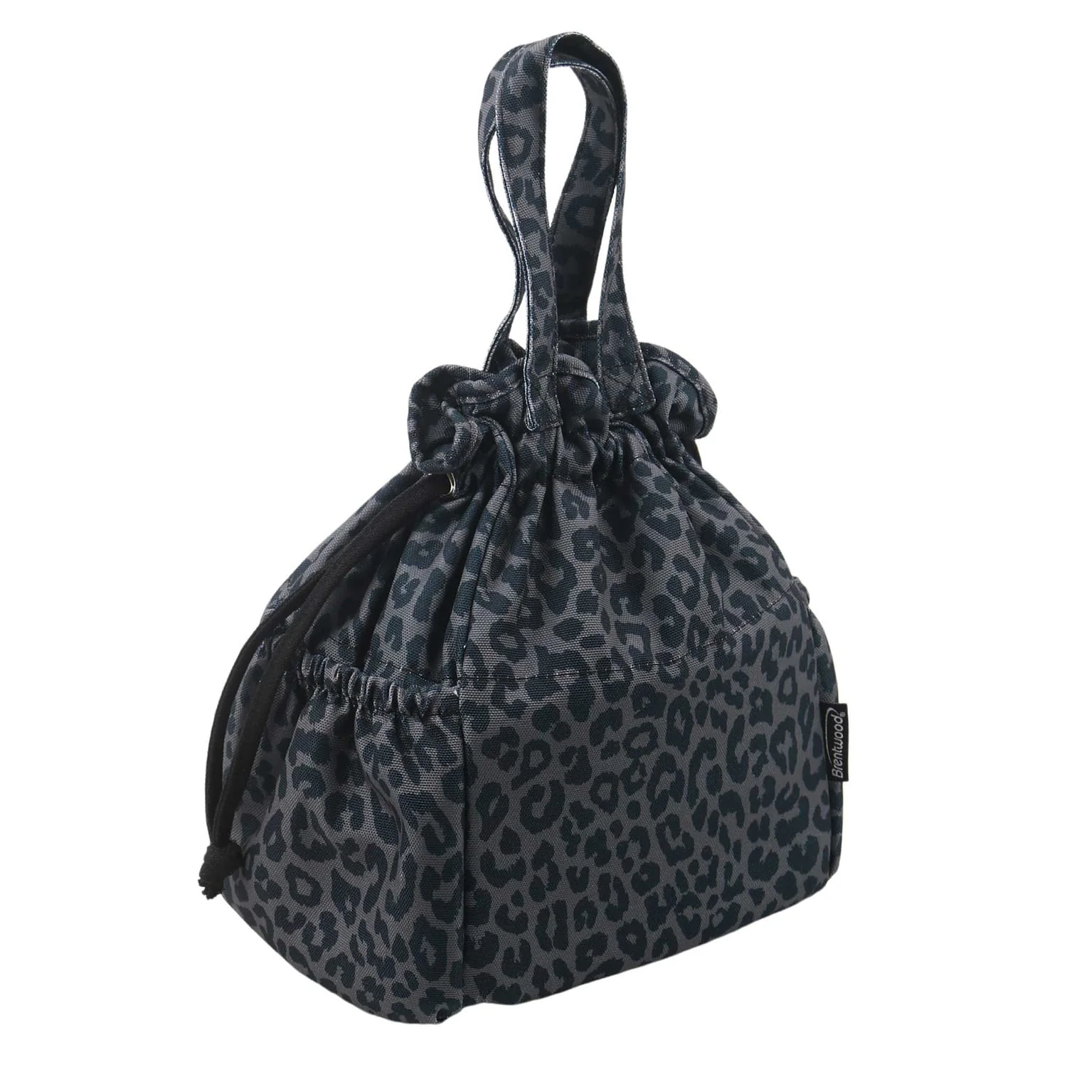 Brentwood Insulated Canvas Lunch Tote Cooler Bag for Women, 12-Can Capacity, with 2 Side Pockets, CB-2025L, Leopard Gray