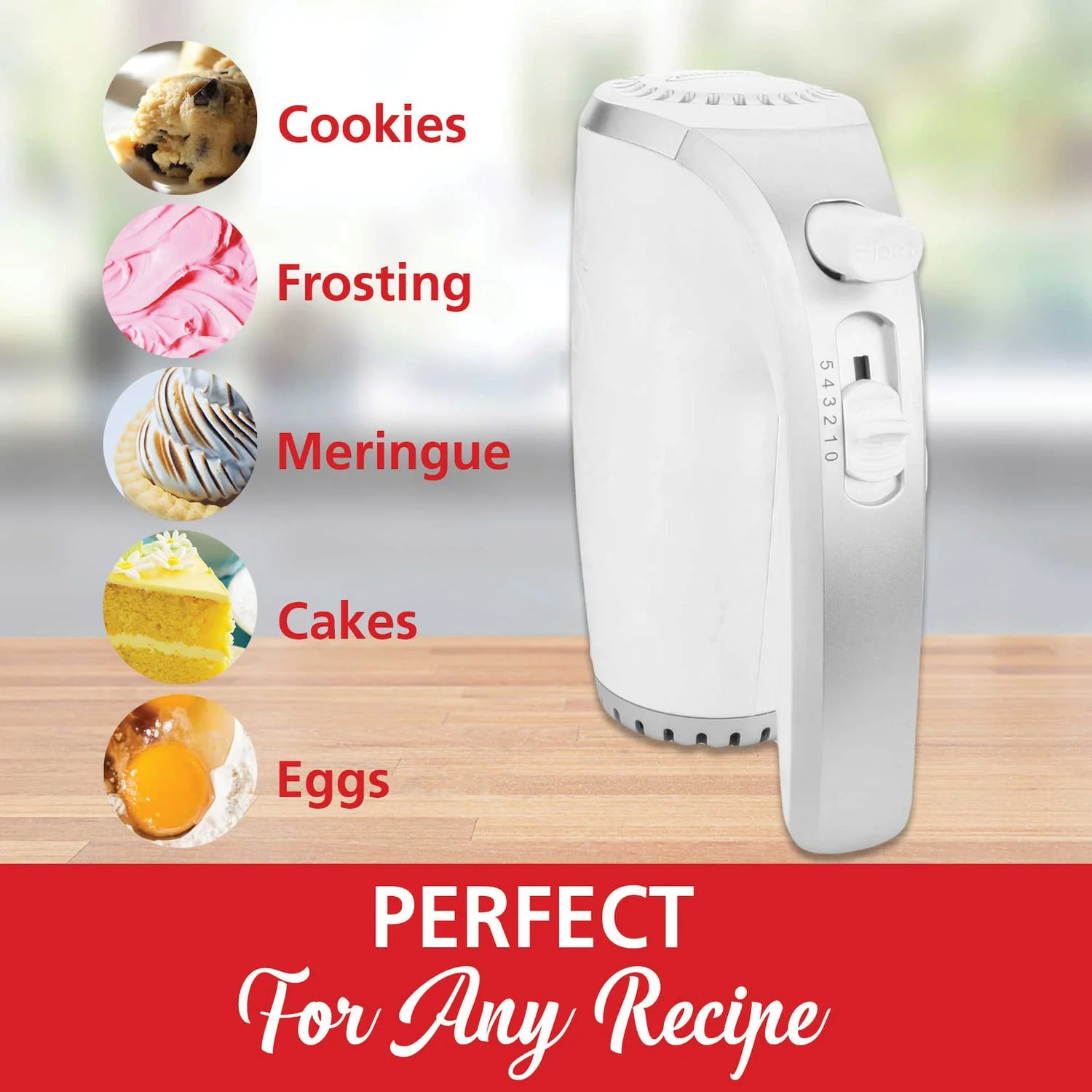 Brentwood Lightweight 5-Speed Electric Hand Mixer, White - Image 5
